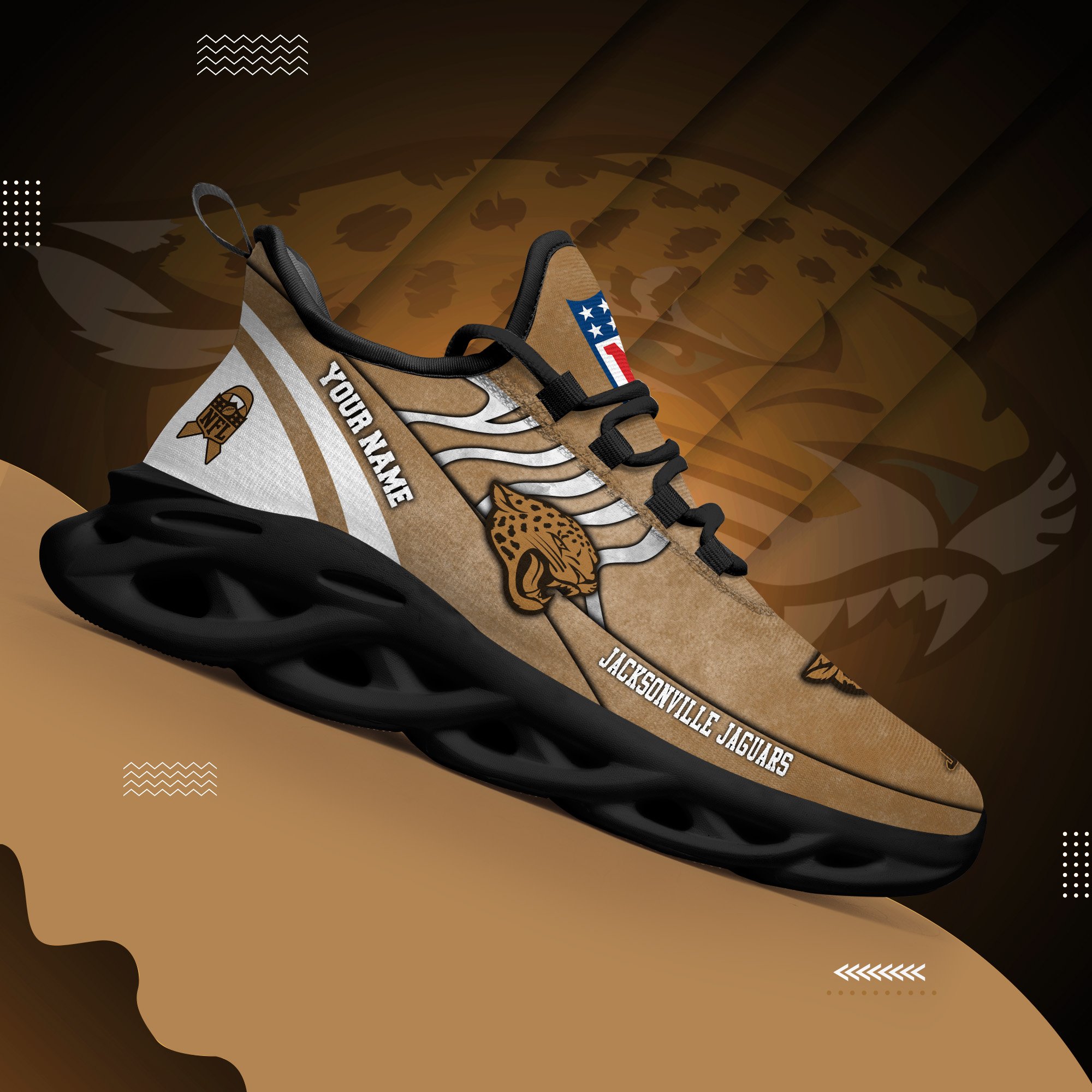Jacksonville Jaguars Black Max Soul Shoes 2025 Versions Custom Your Name And Number 264