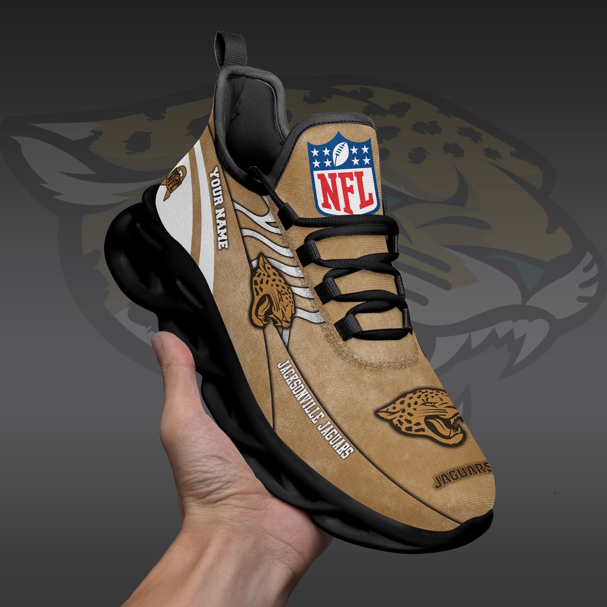 Jacksonville Jaguars Black Max Soul Shoes 2025 Versions Custom Your Name And Number 264