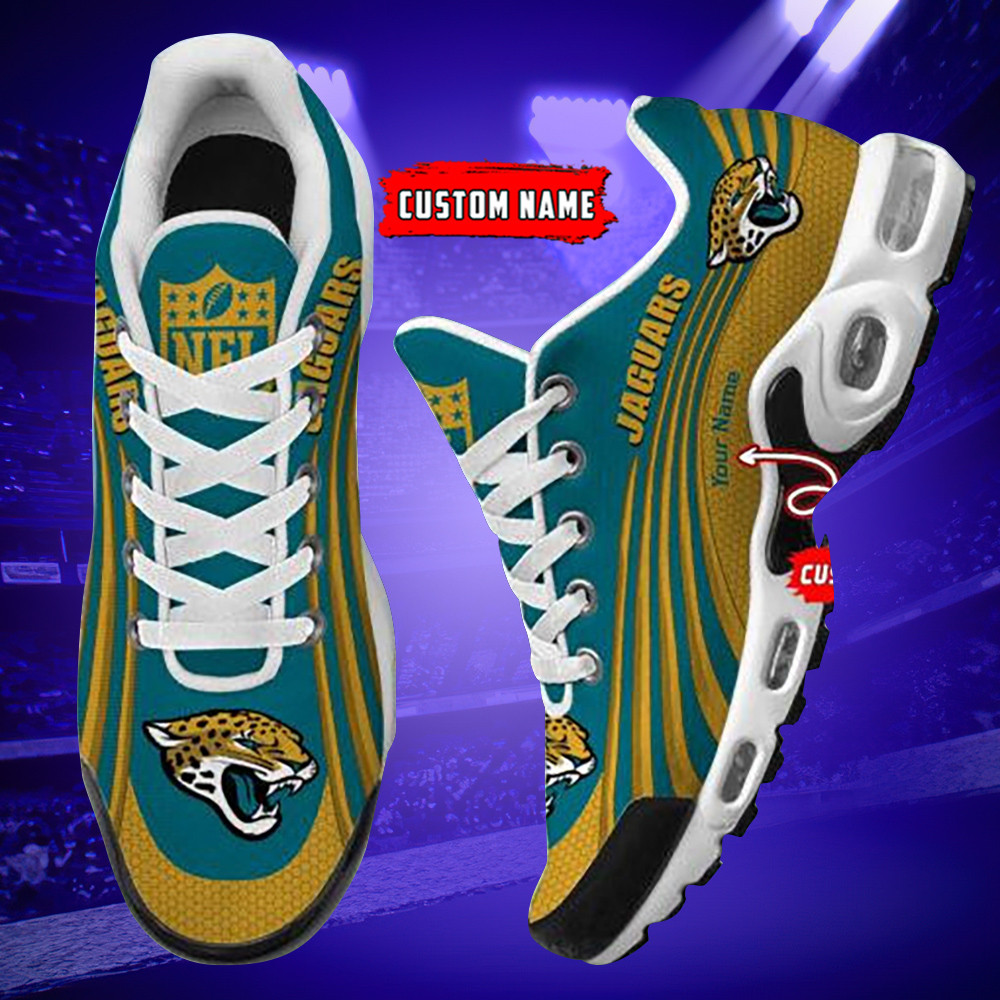 Jacksonville Jaguars Personalized Name Team Colors Wave Lines TN Air Max Shoes Air Cushion Sneakers