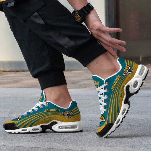Jacksonville Jaguars Personalized Name Team Colors Wave Lines TN Air Max Shoes Air Cushion Sneakers