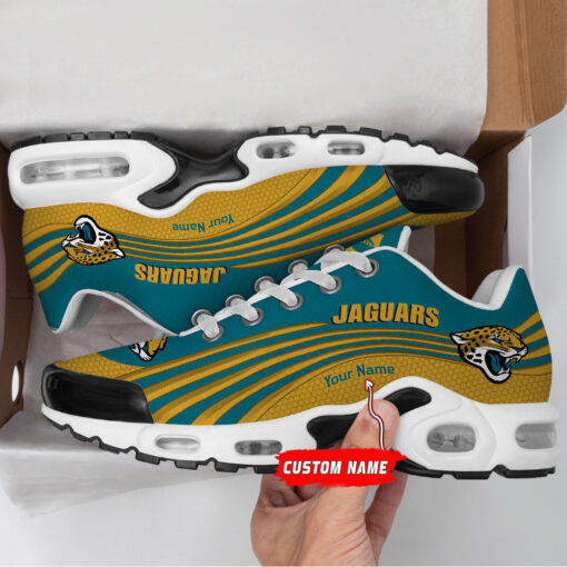 Jacksonville Jaguars Personalized Name Team Colors Wave Lines TN Air Max Shoes Air Cushion Sneakers