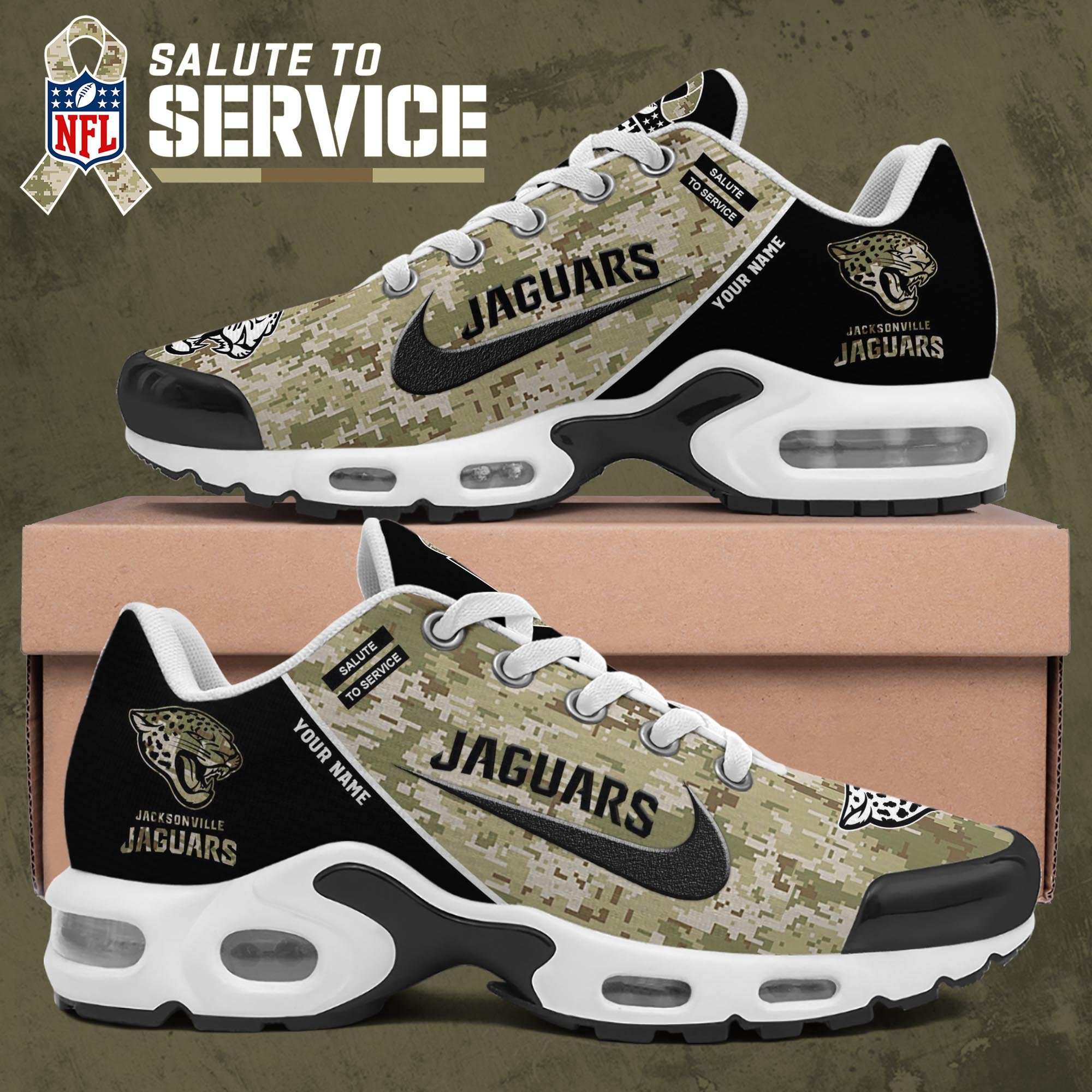 Jacksonville Jaguars TN Shoes 2025 Version Custom Name, Camouflage Shoes PH586