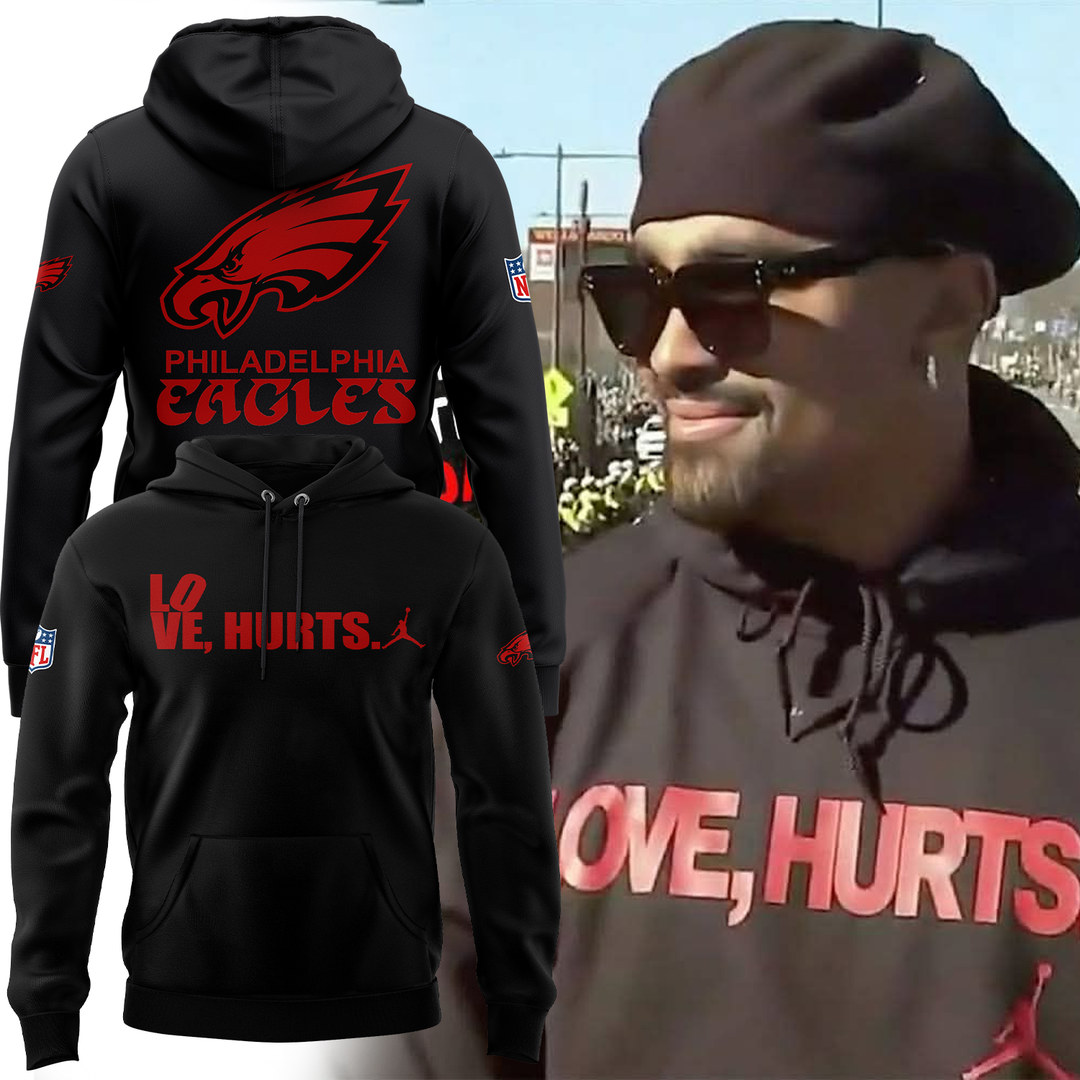 Jalen Hurts with the 'Love, Hurts' Hoodie v2 