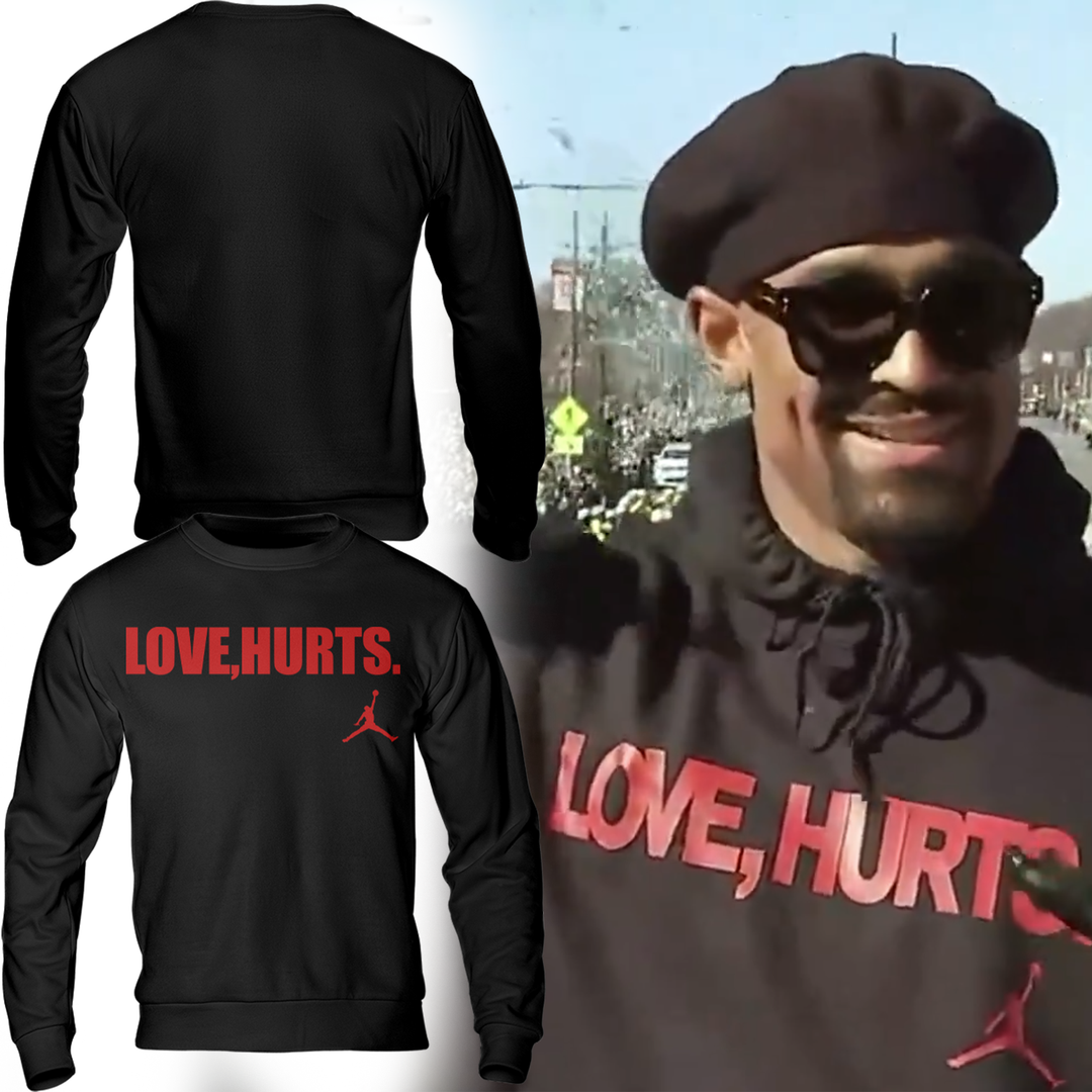 Jalen Hurts with the 'Love, Hurts' Sweatshirt Edition 