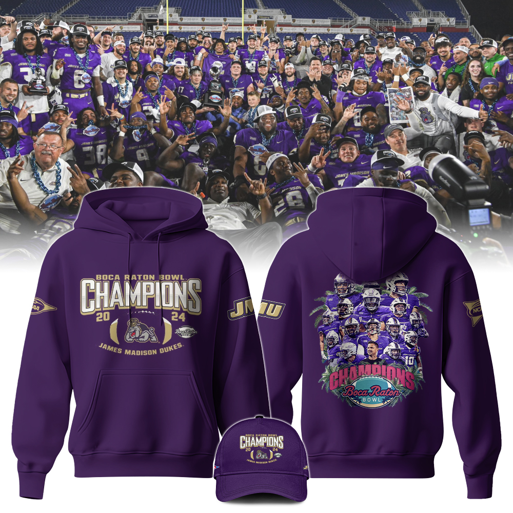 James Madison University Football  Boca Raton Bowl Champions Hoodie #1 