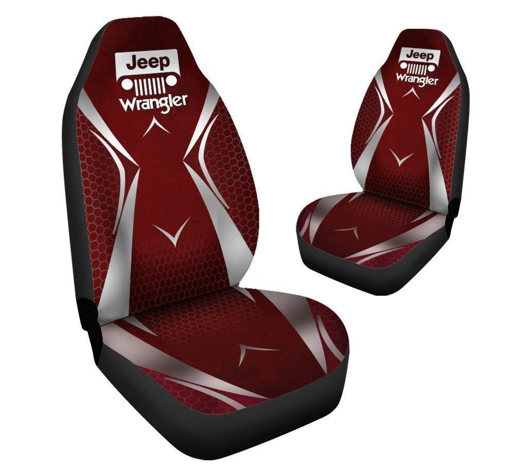 Jeep Wrangler Car Seat Cover (Set of 2) Ver 1 (Red)