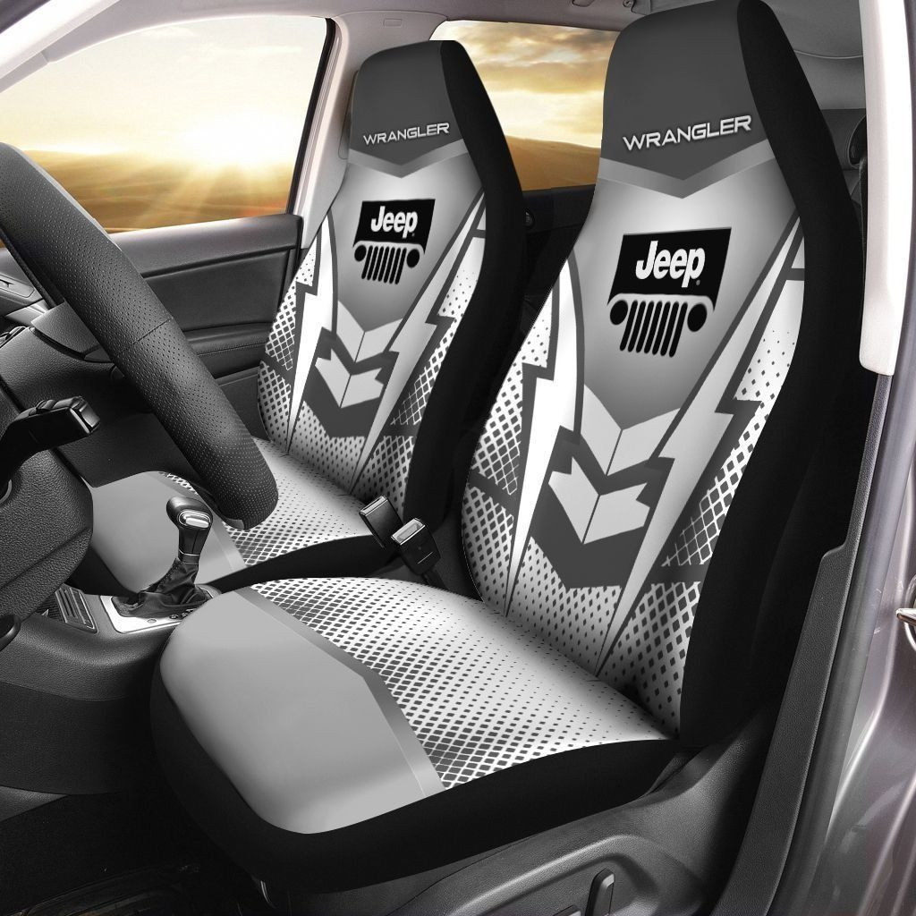 Jeep Wrangler Car Seat Cover (Set Of 2) Ver 3 (White)