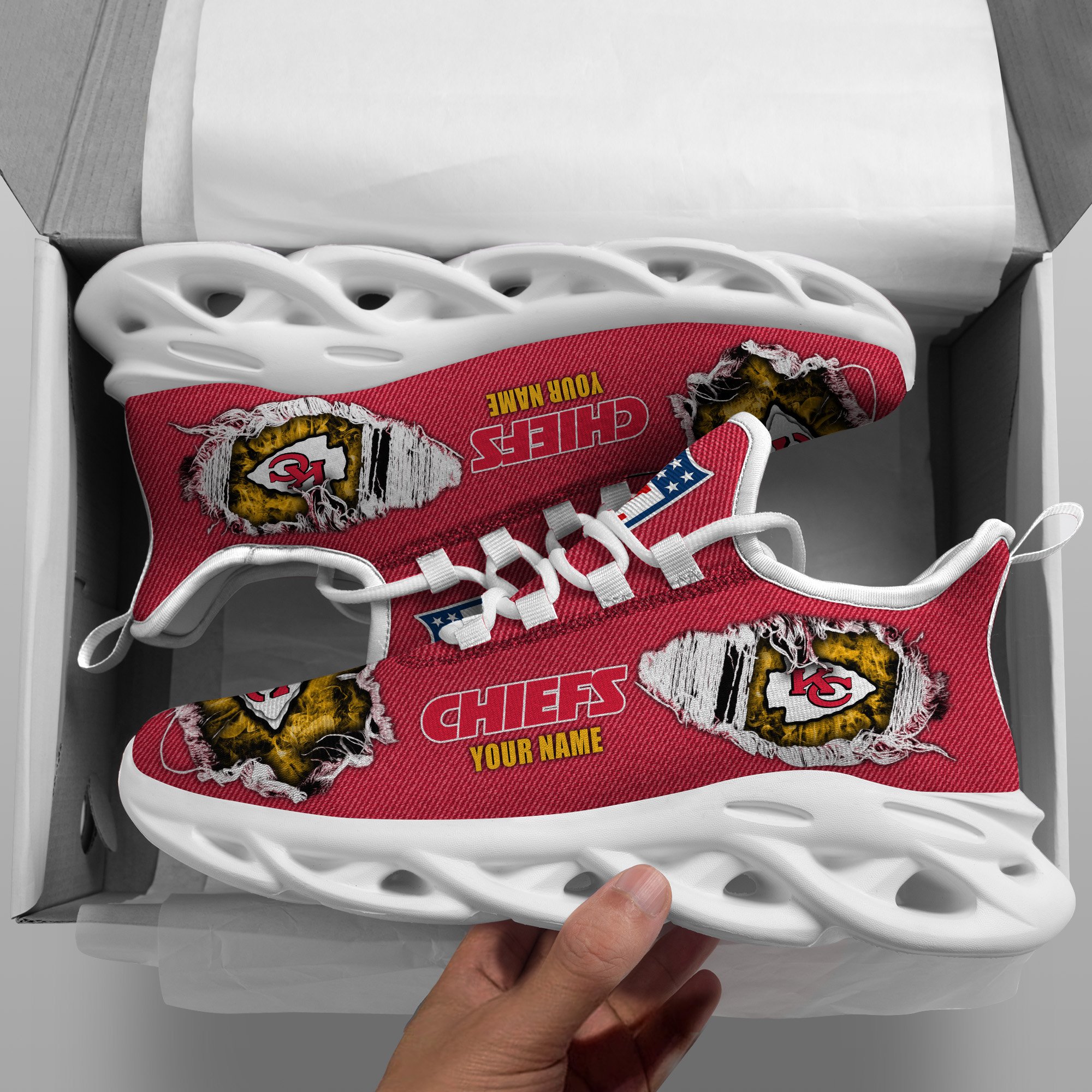 Kansas City Chiefs Black Max Soul Shoes 2025 Versions Custom Name 554