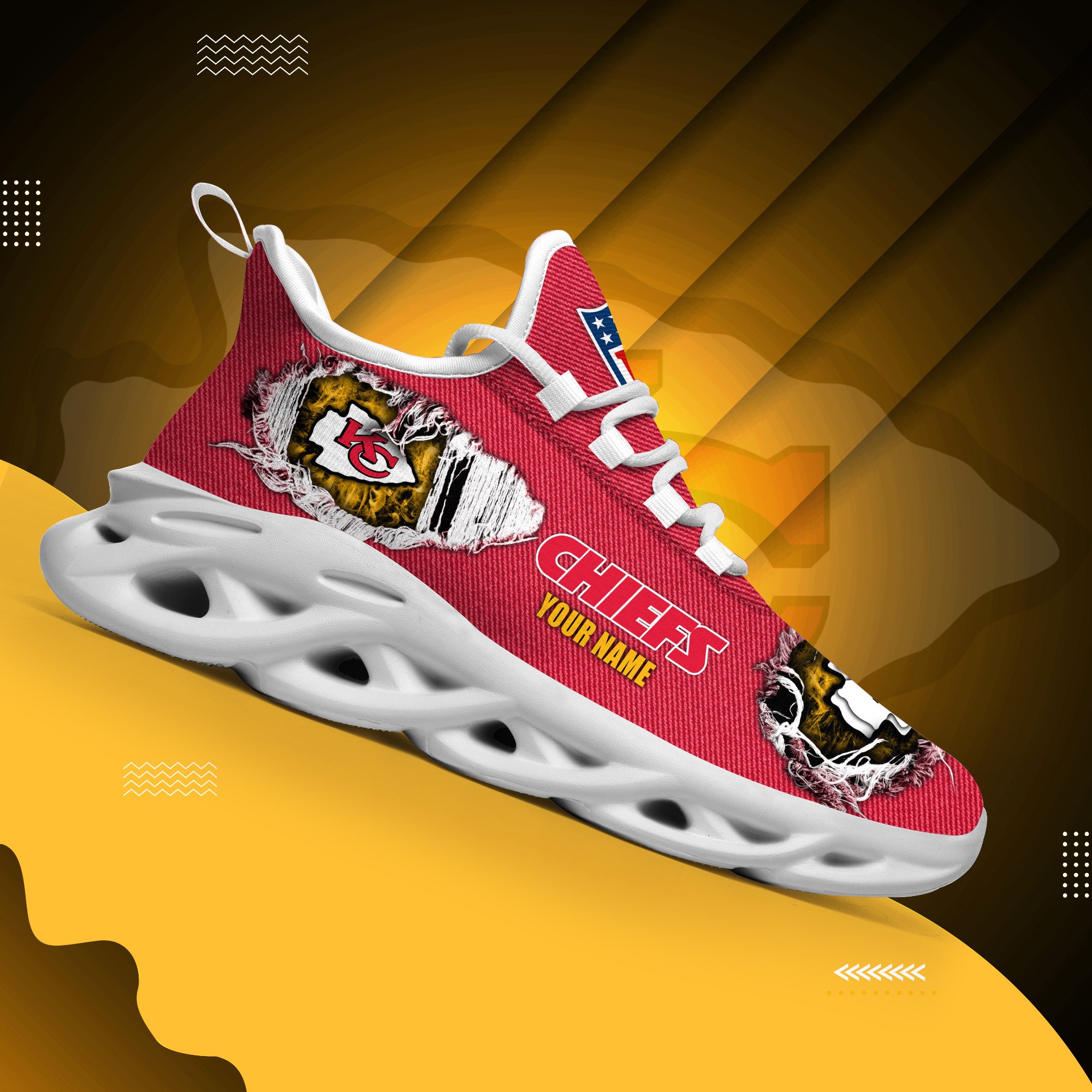 Kansas City Chiefs Black Max Soul Shoes 2025 Versions Custom Name 554