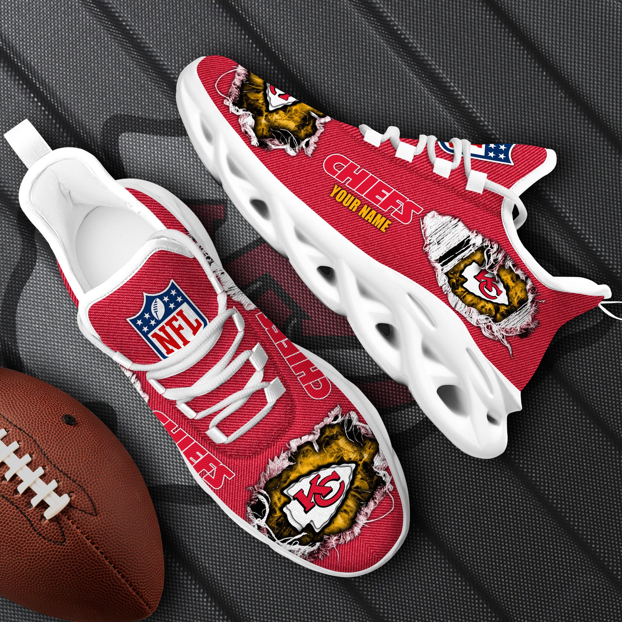 Kansas City Chiefs Black Max Soul Shoes 2025 Versions Custom Name 554