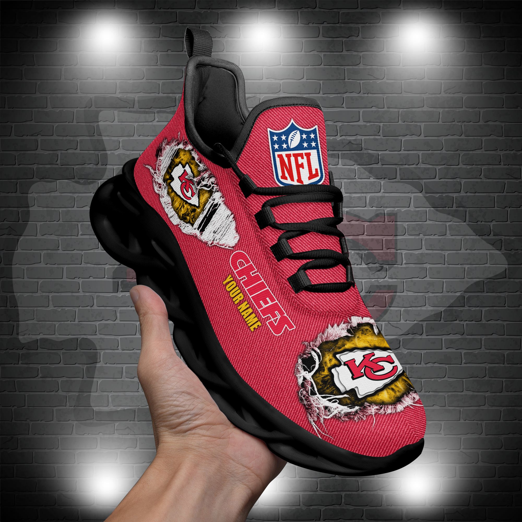 Kansas City Chiefs Black Max Soul Shoes 2025 Versions Custom Name 554