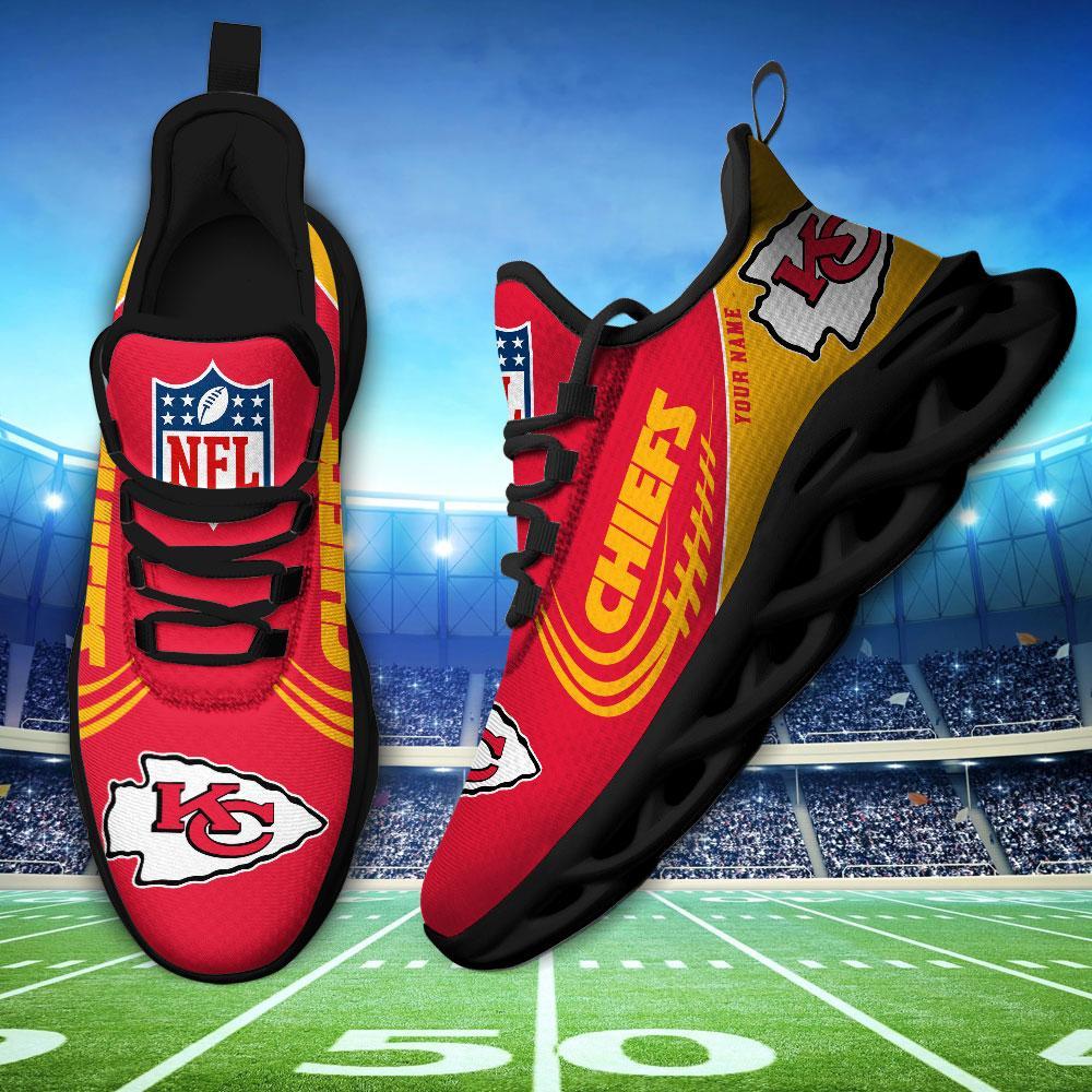 Kansas City Chiefs Black Max Soul Shoes 2025 Versions Custom Name 630