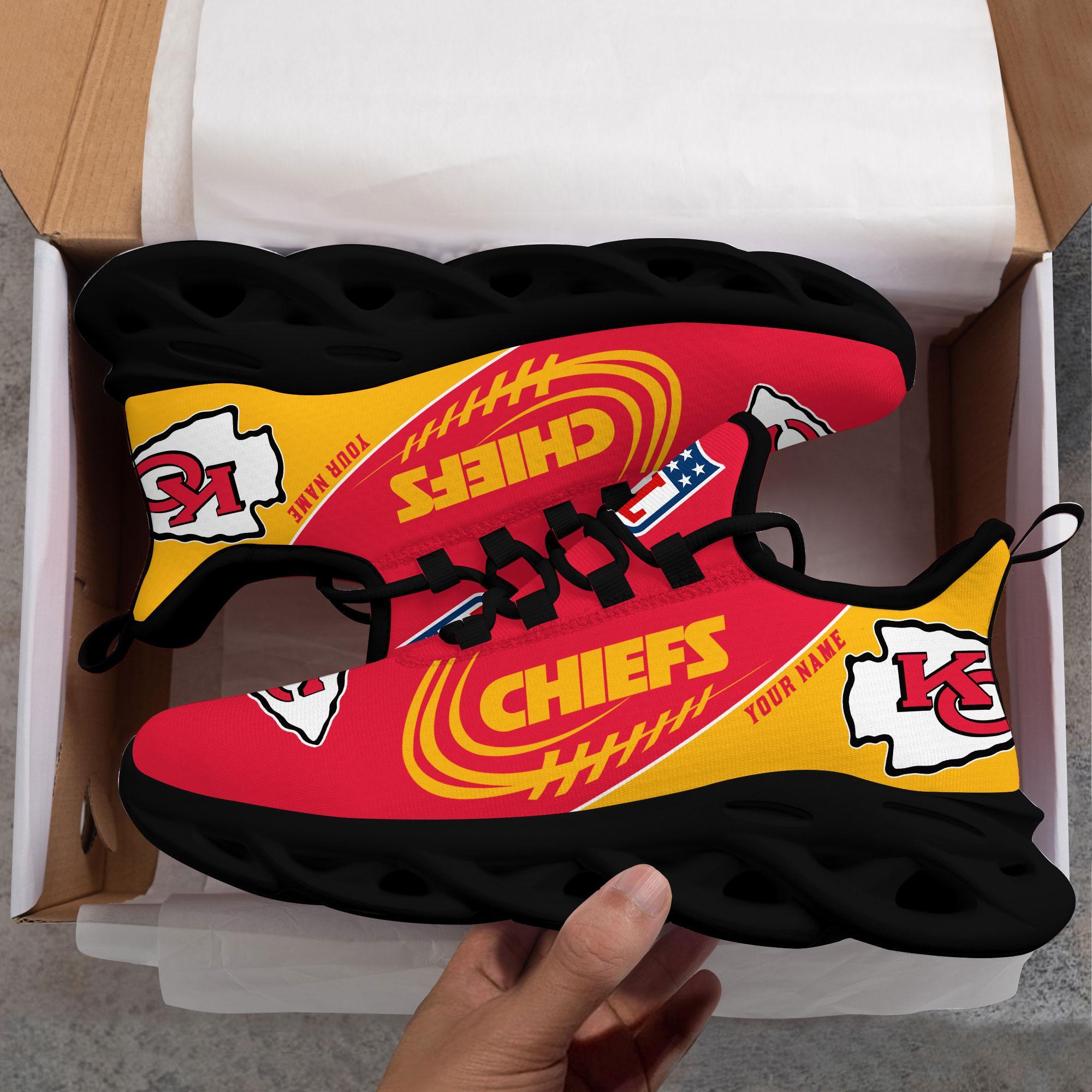 Kansas City Chiefs Black Max Soul Shoes 2025 Versions Custom Name 630