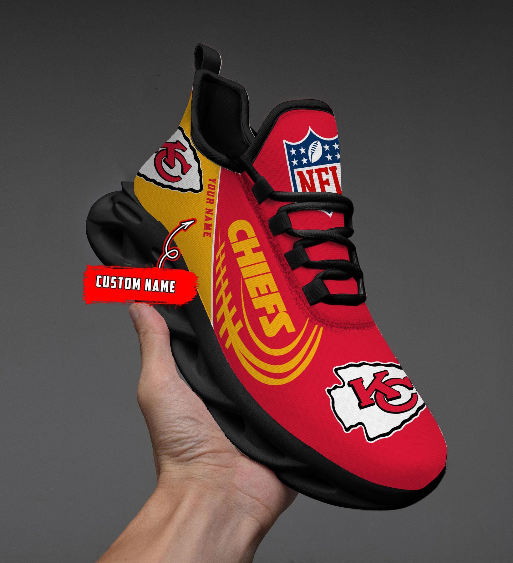 Kansas City Chiefs Black Max Soul Shoes 2025 Versions Custom Name 630