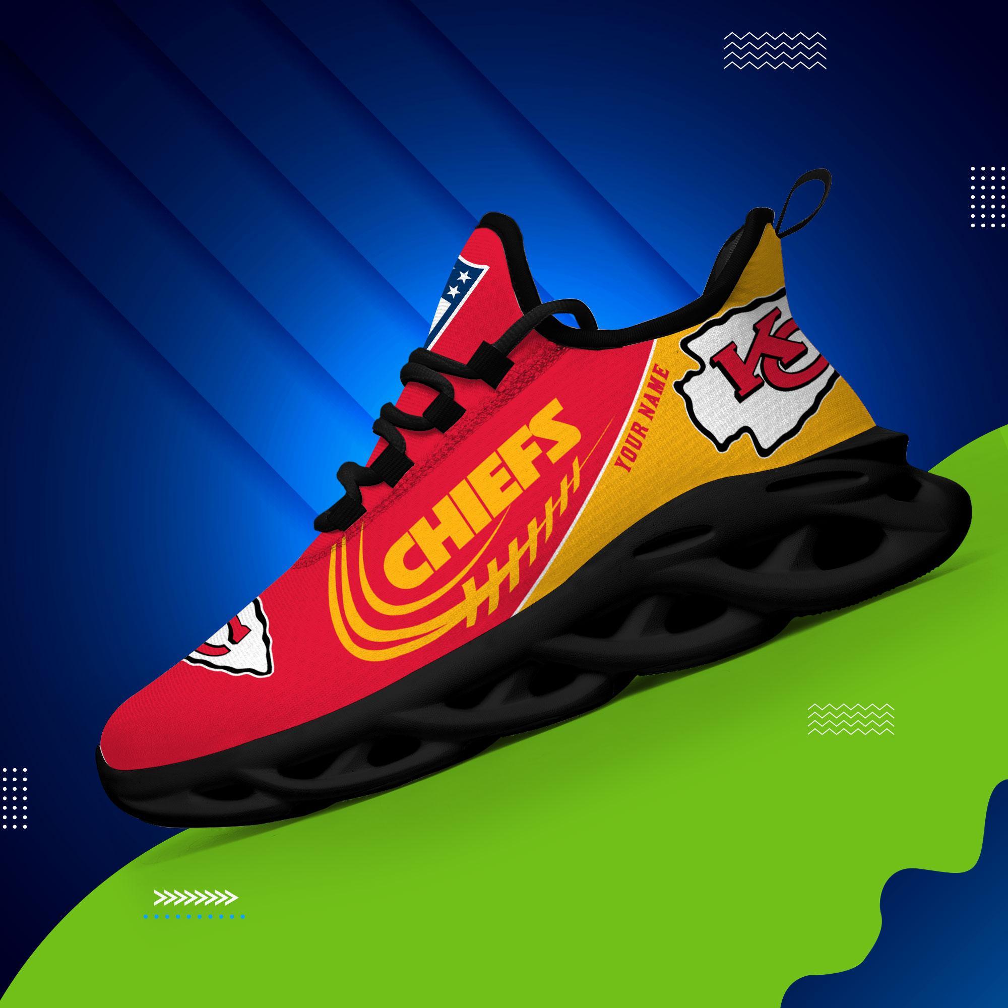 Kansas City Chiefs Black Max Soul Shoes 2025 Versions Custom Name 630