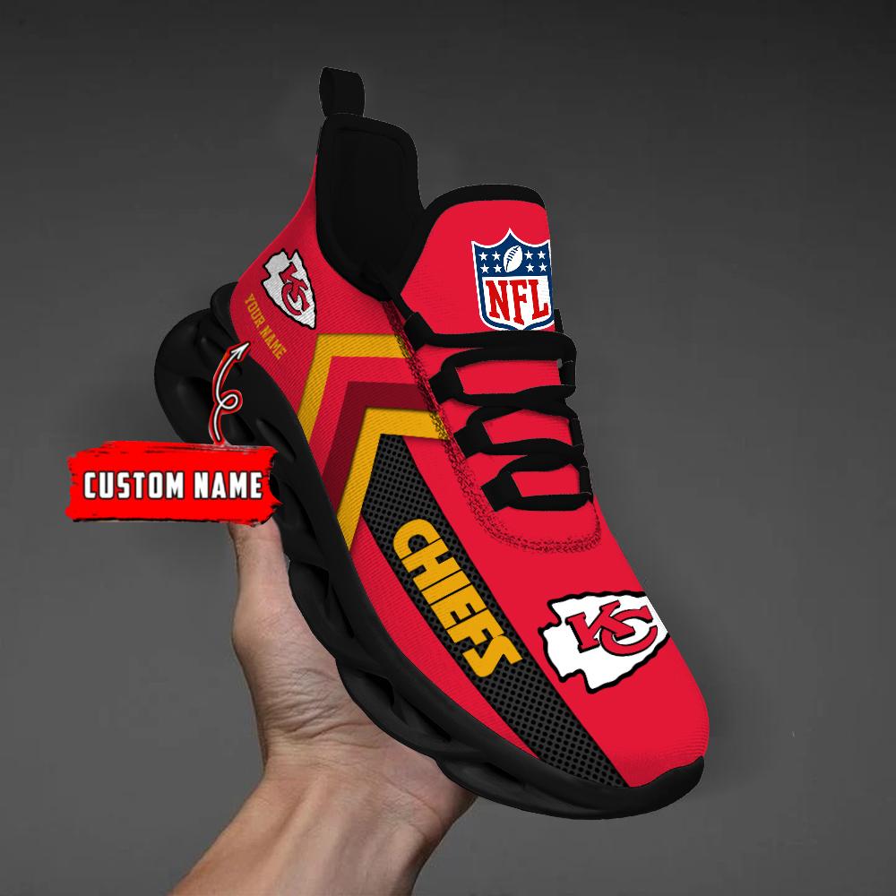 Kansas City Chiefs Black Max Soul Shoes 2025 Versions Custom Name 638