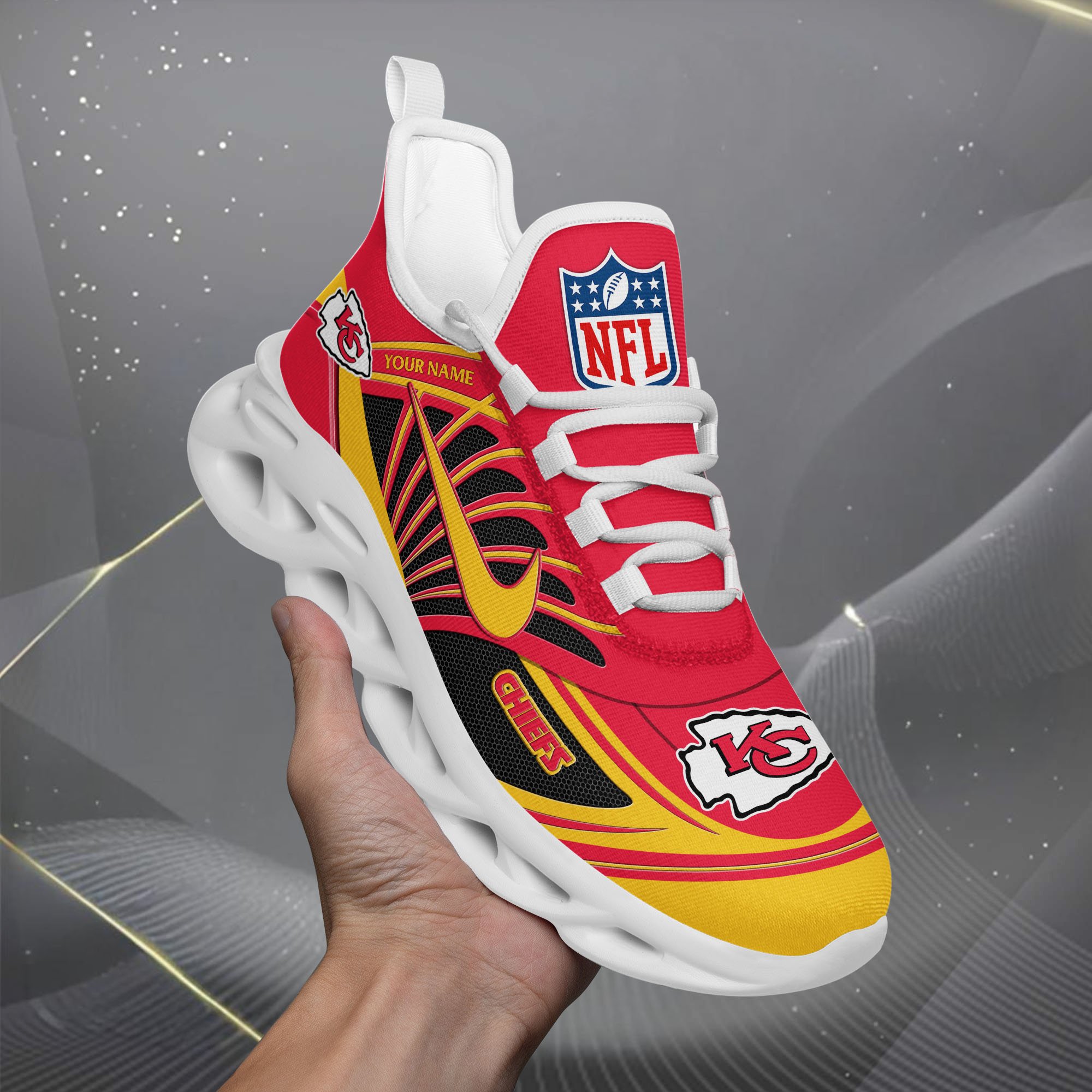 Kansas City Chiefs Black Max Soul Shoes 2025 Versions Custom Name 898