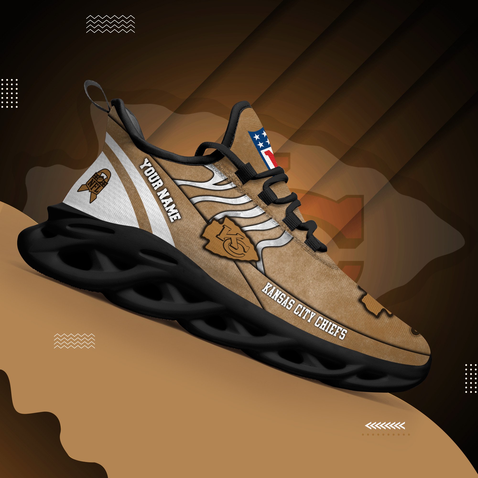 Kansas City Chiefs Black Max Soul Shoes 2025 Versions Custom Your Name And Number 264