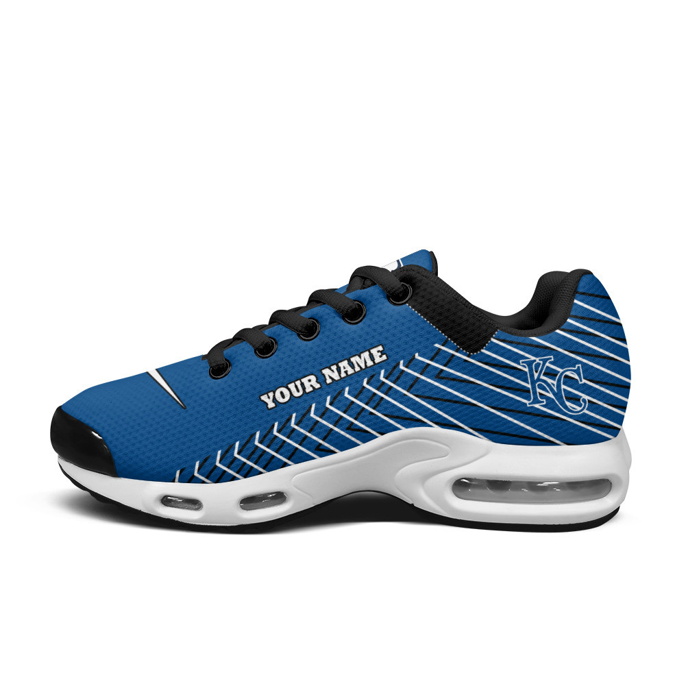 Kansas City Royals Personalized Name Team Colors Jagged Lines TN Shoes Air Cushion Sneakers