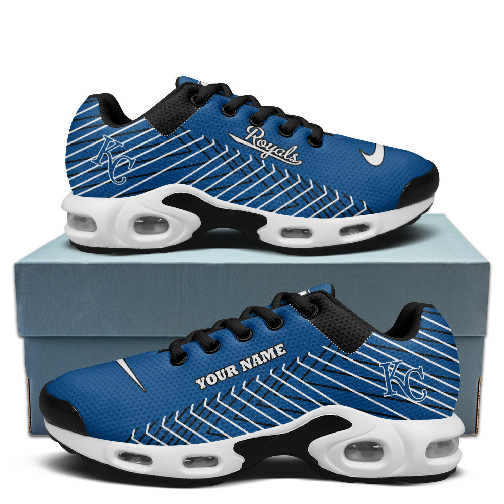 Kansas City Royals Personalized Name Team Colors Jagged Lines TN Shoes Air Cushion Sneakers