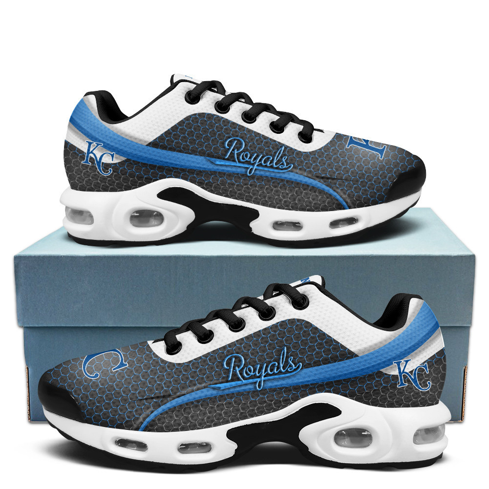 Kansas City Royals Personalized Name Team Colors Wave Line Beehive Pattern TN Air Max Shoes Air Cushion Sneakers