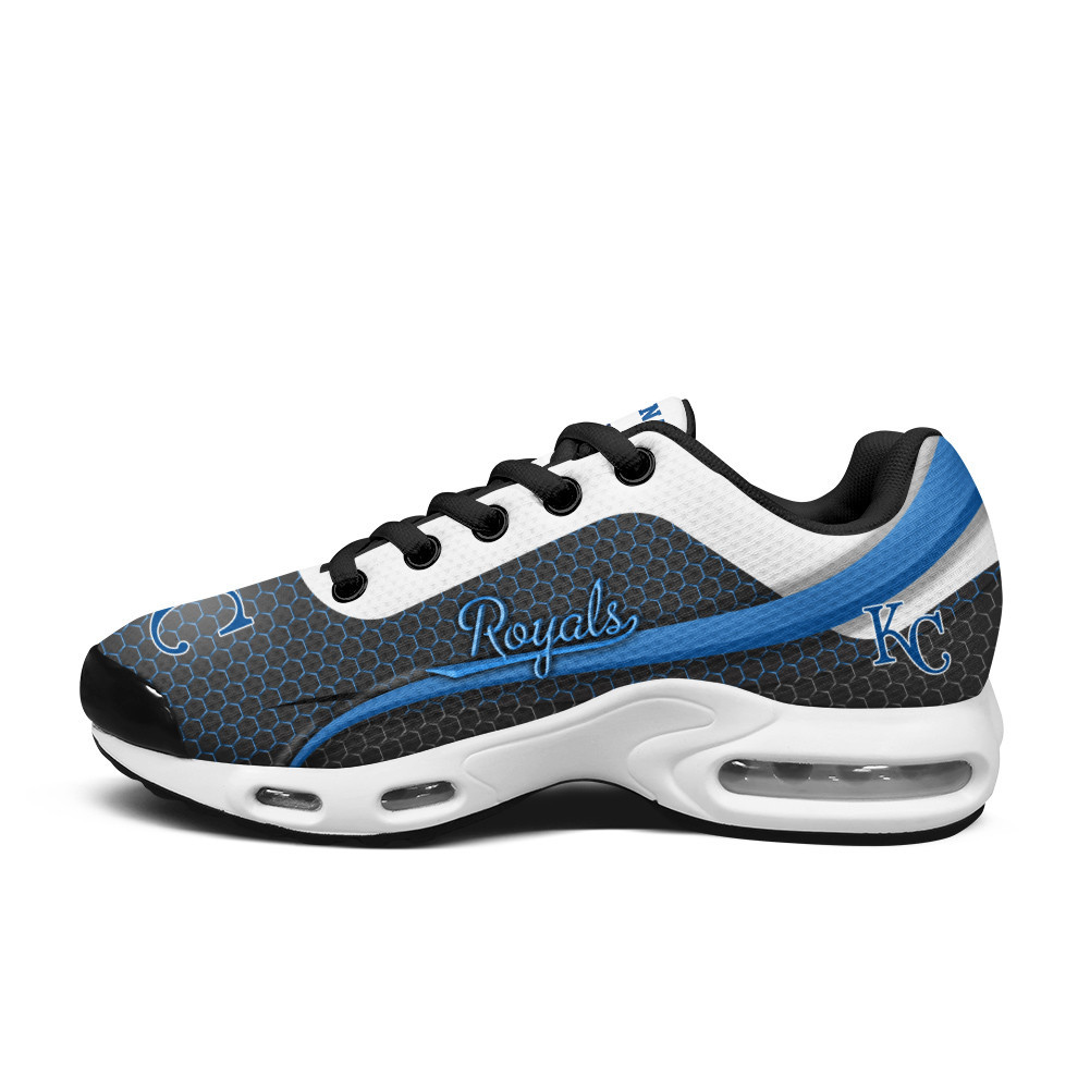 Kansas City Royals Personalized Name Team Colors Wave Line Beehive Pattern TN Air Max Shoes Air Cushion Sneakers