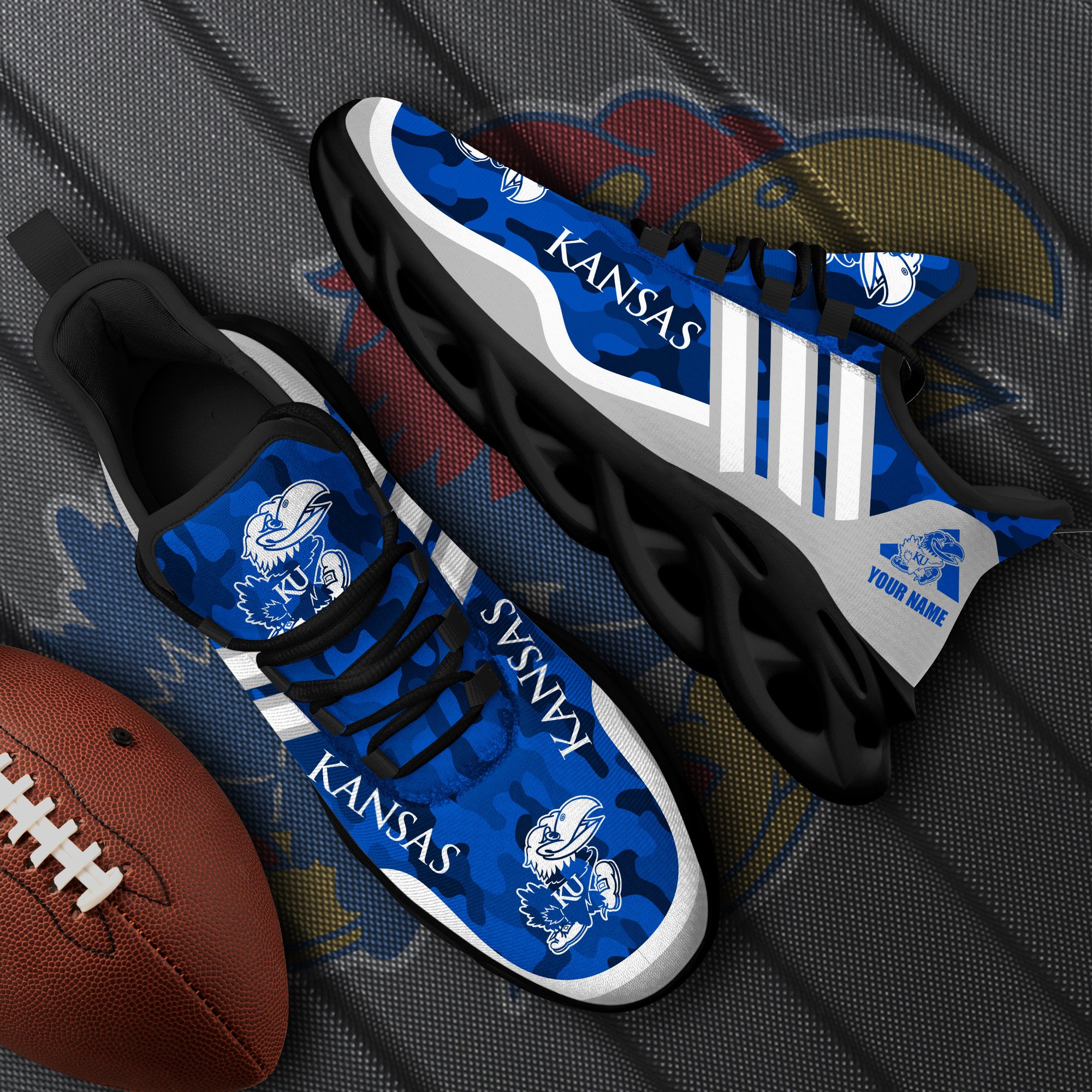 Kansas Jayhawks Black Max Soul Shoes 2025 Versions Custom Name 466