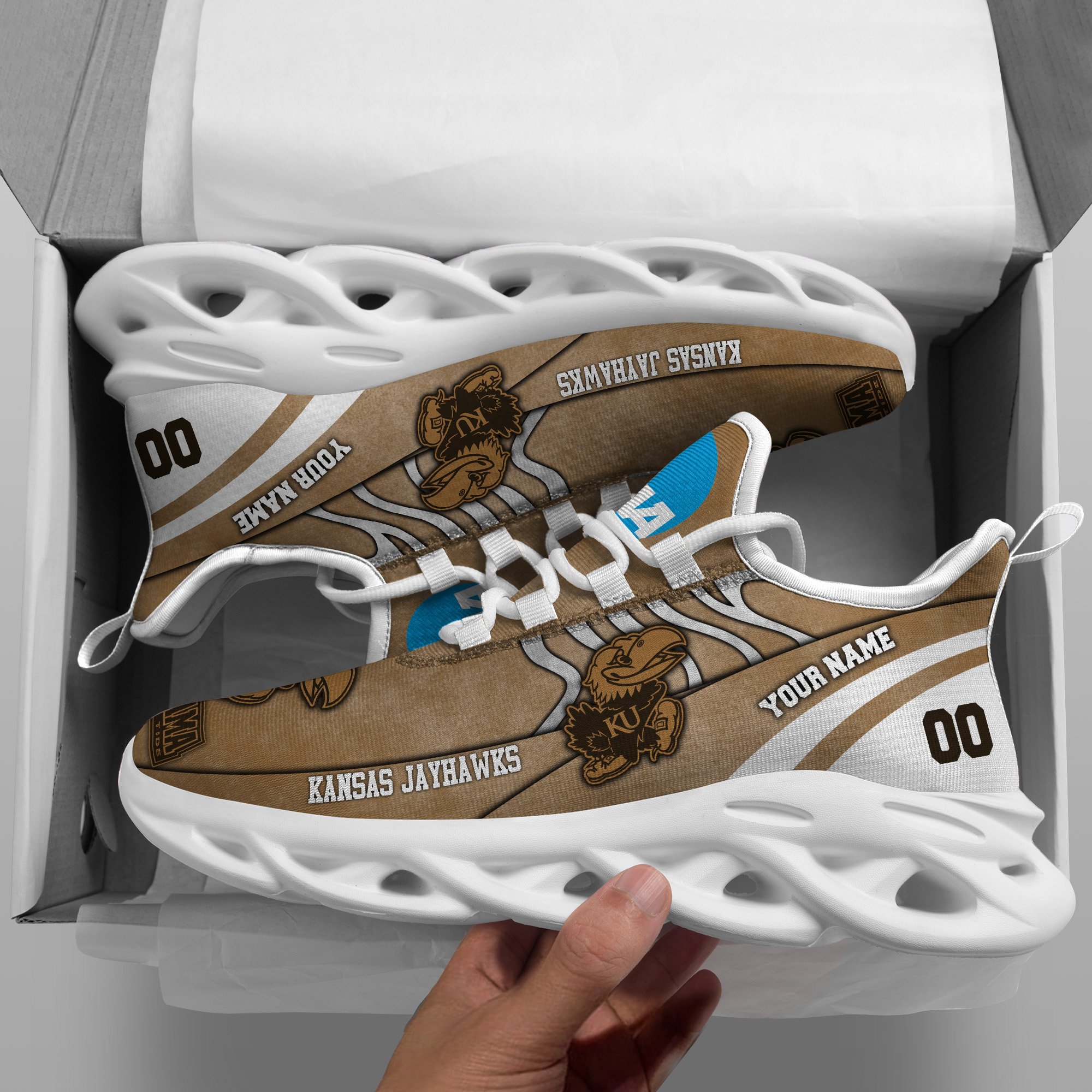 Kansas Jayhawks Black Max Soul Shoes 2025 Versions Custom Your Name And Number 312