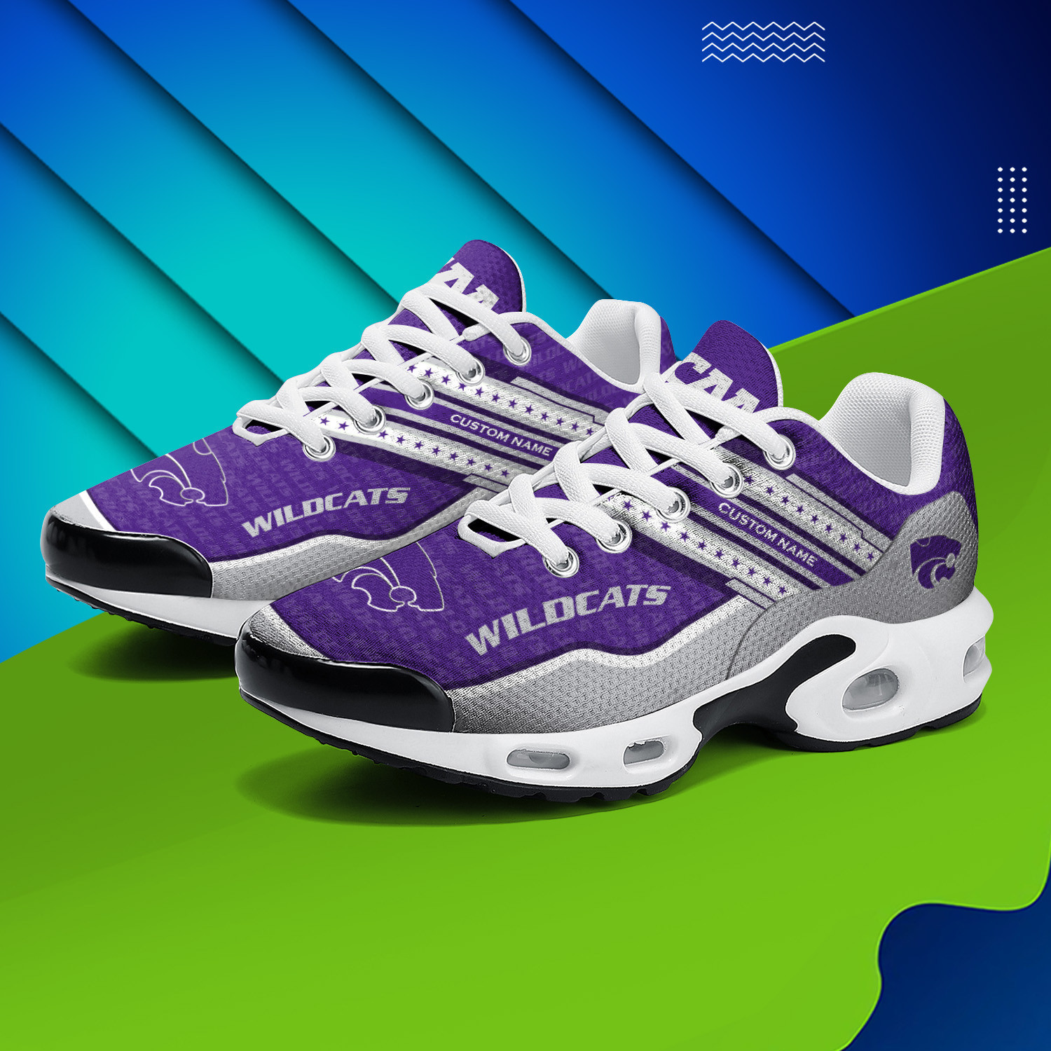 Kansas Jayhawks Personalized Name Team Logo Mix Colors Star Line TN Shoes Air Cushion Sneakers