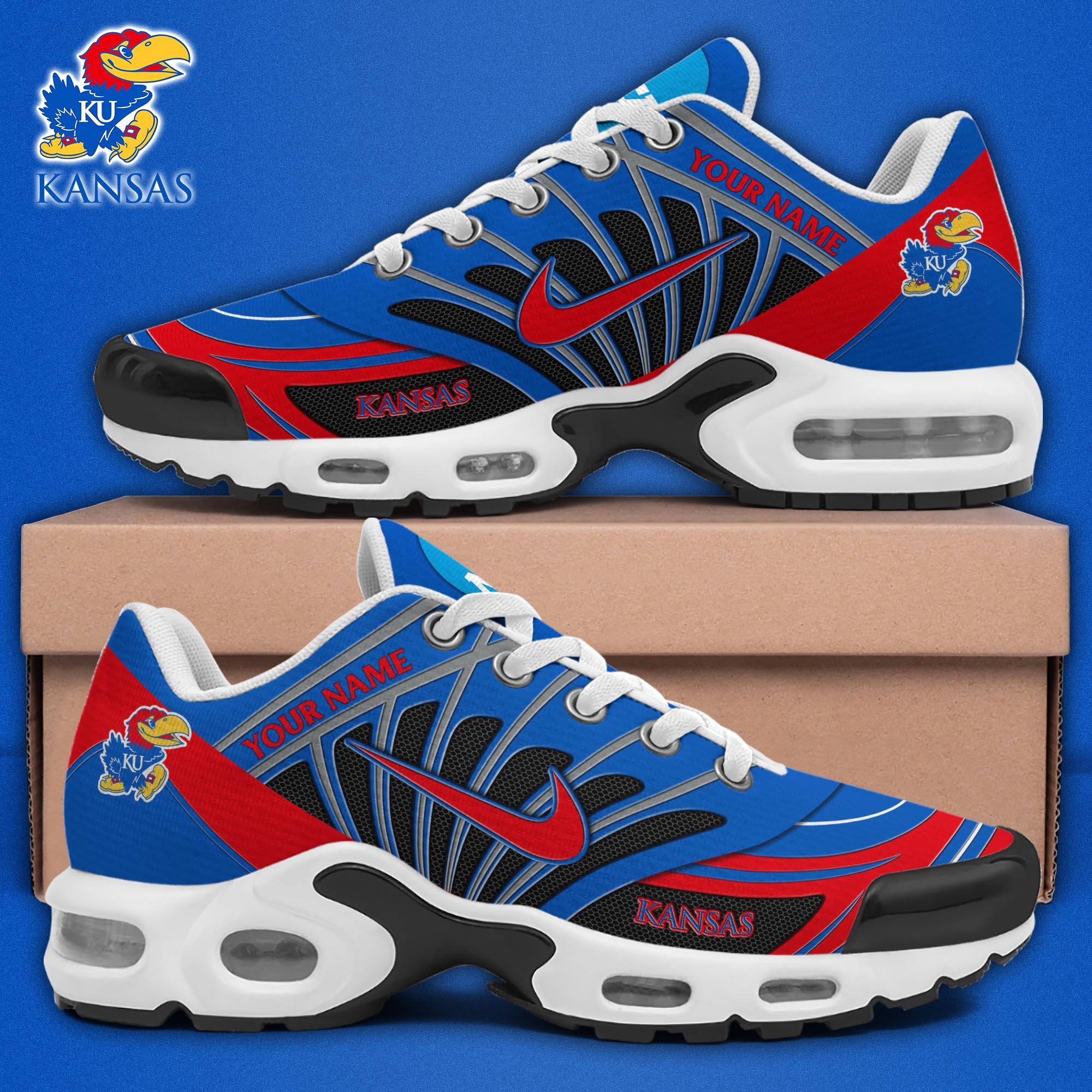 Kansas Jayhawks TN Shoes 2025 Version Custom Name 
