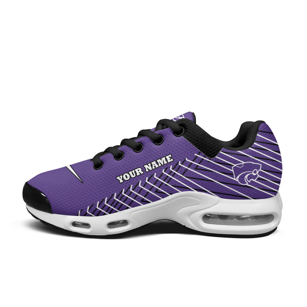 Kansas State Wildcats Personalized Name Team Colors Jagged Lines TN Air Max Shoes Air Cushion Sneakers