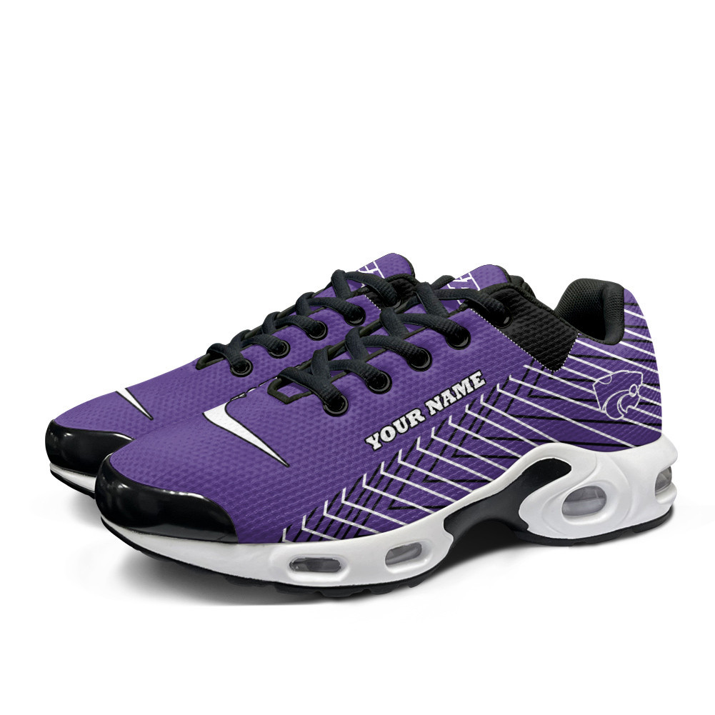 Kansas State Wildcats Personalized Name Team Colors Jagged Lines TN Air Max Shoes Air Cushion Sneakers