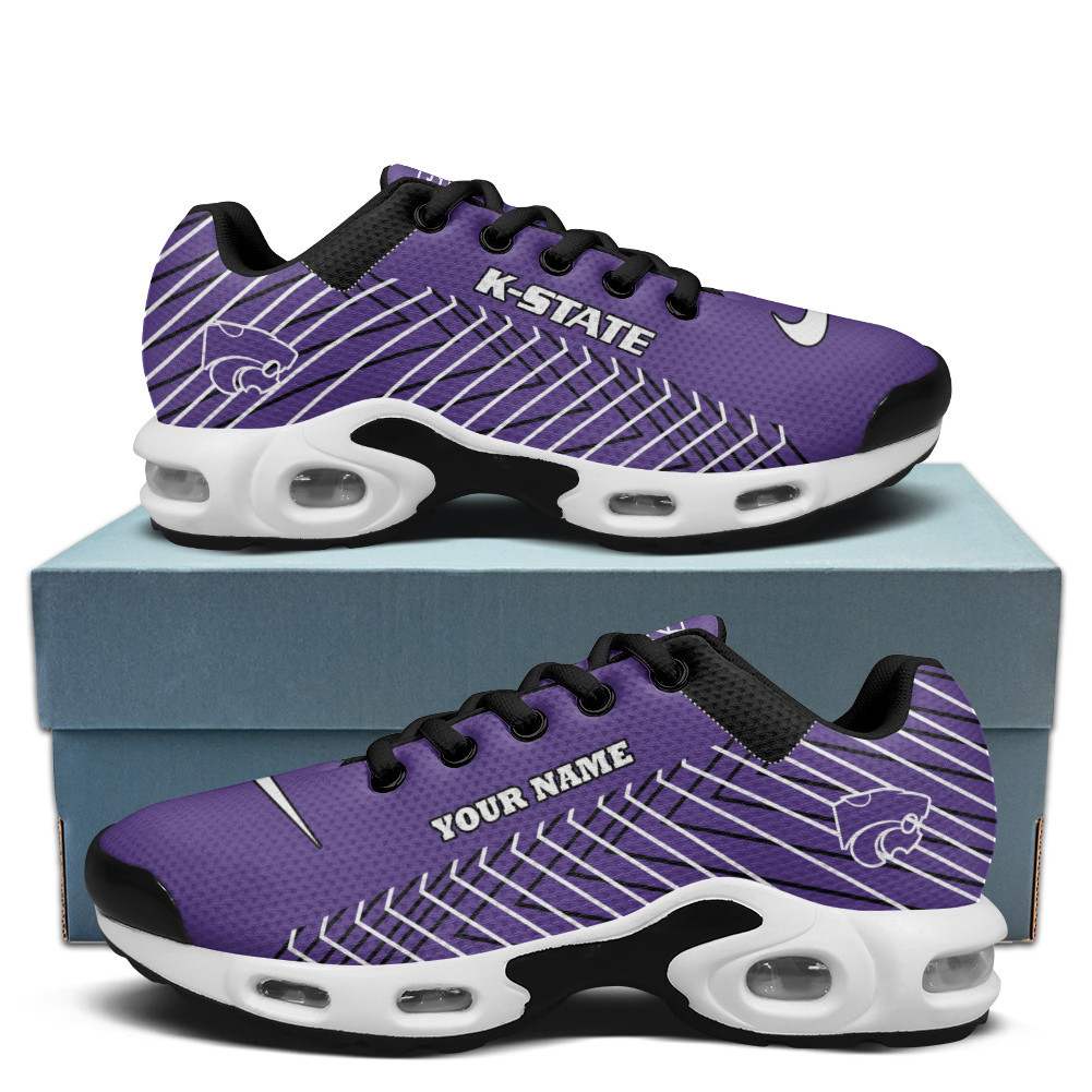 Kansas State Wildcats Personalized Name Team Colors Jagged Lines TN Air Max Shoes Air Cushion Sneakers