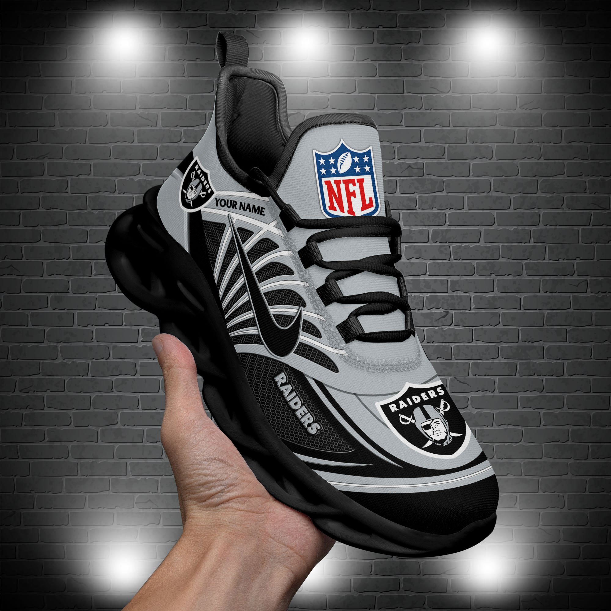 Las Vegas Raiders Black Max Soul Shoes 2025 Versions Custom Name 898