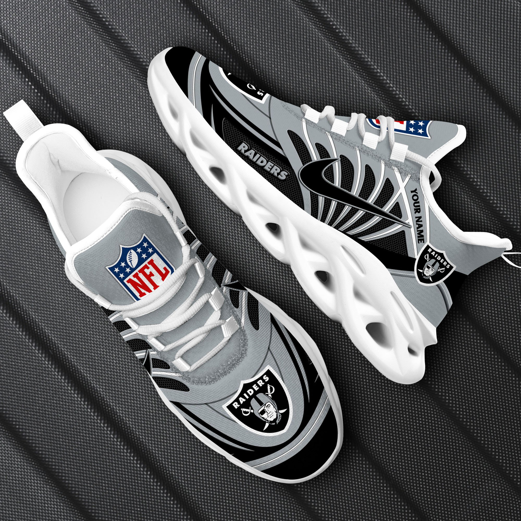 Las Vegas Raiders Black Max Soul Shoes 2025 Versions Custom Name 898