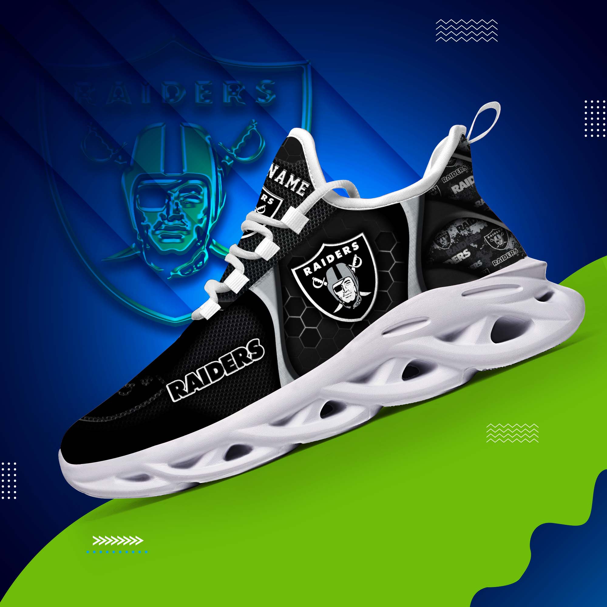 Las Vegas Raiders White C Sneakers 2025 Version Personalized Your Name 432