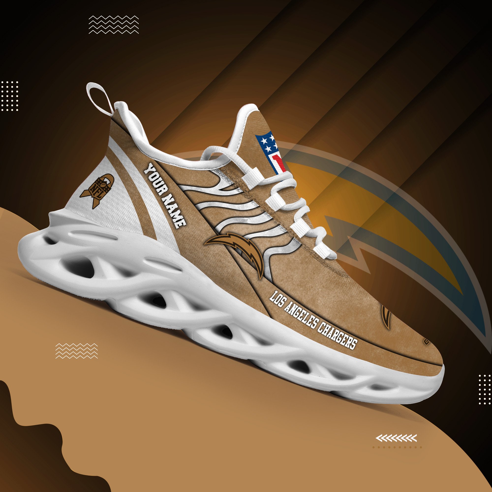 Los Angeles Chargers Black Max Soul Shoes 2025 Versions Custom Your Name And Number 264