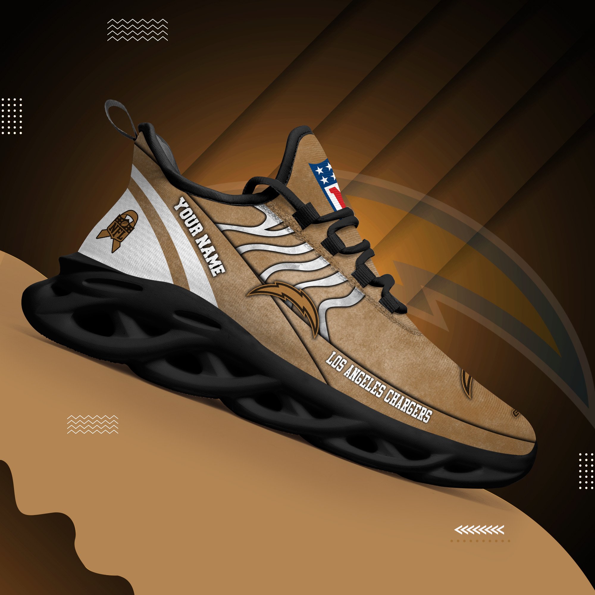 Los Angeles Chargers Black Max Soul Shoes 2025 Versions Custom Your Name And Number 264
