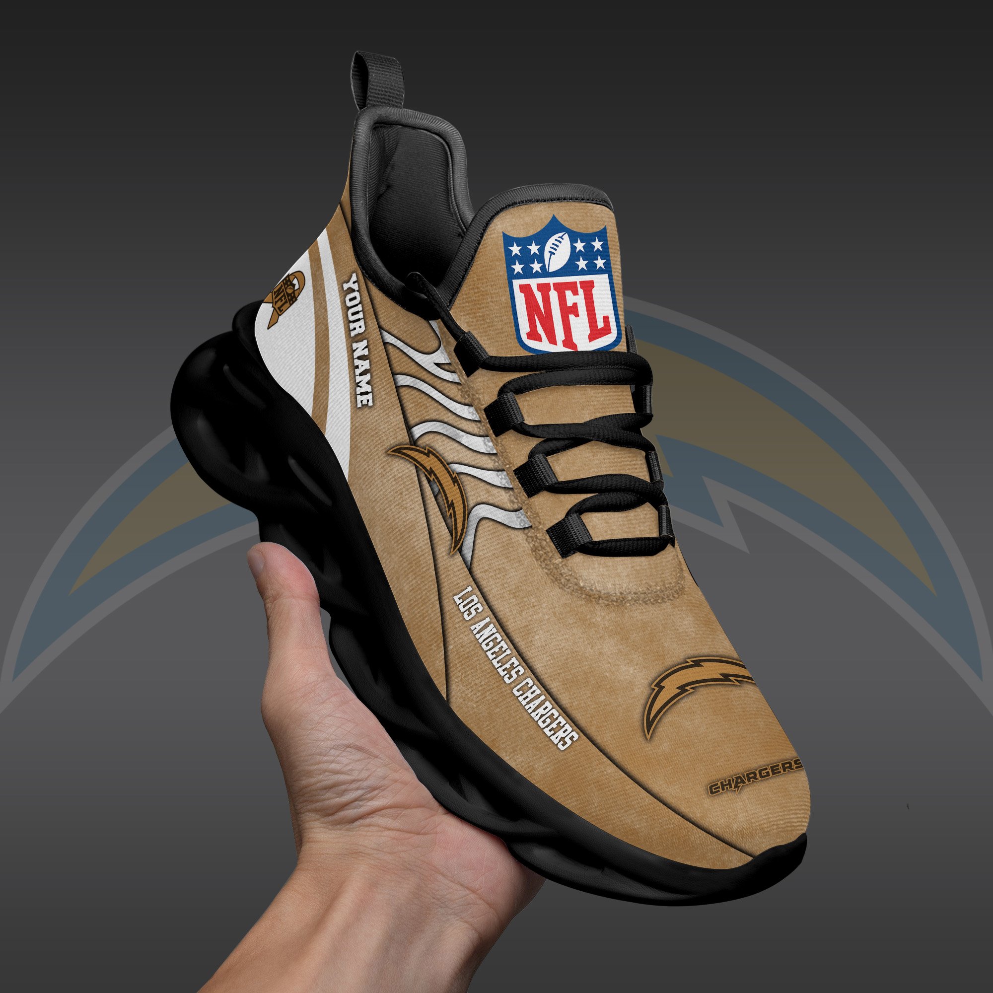 Los Angeles Chargers Black Max Soul Shoes 2025 Versions Custom Your Name And Number 264
