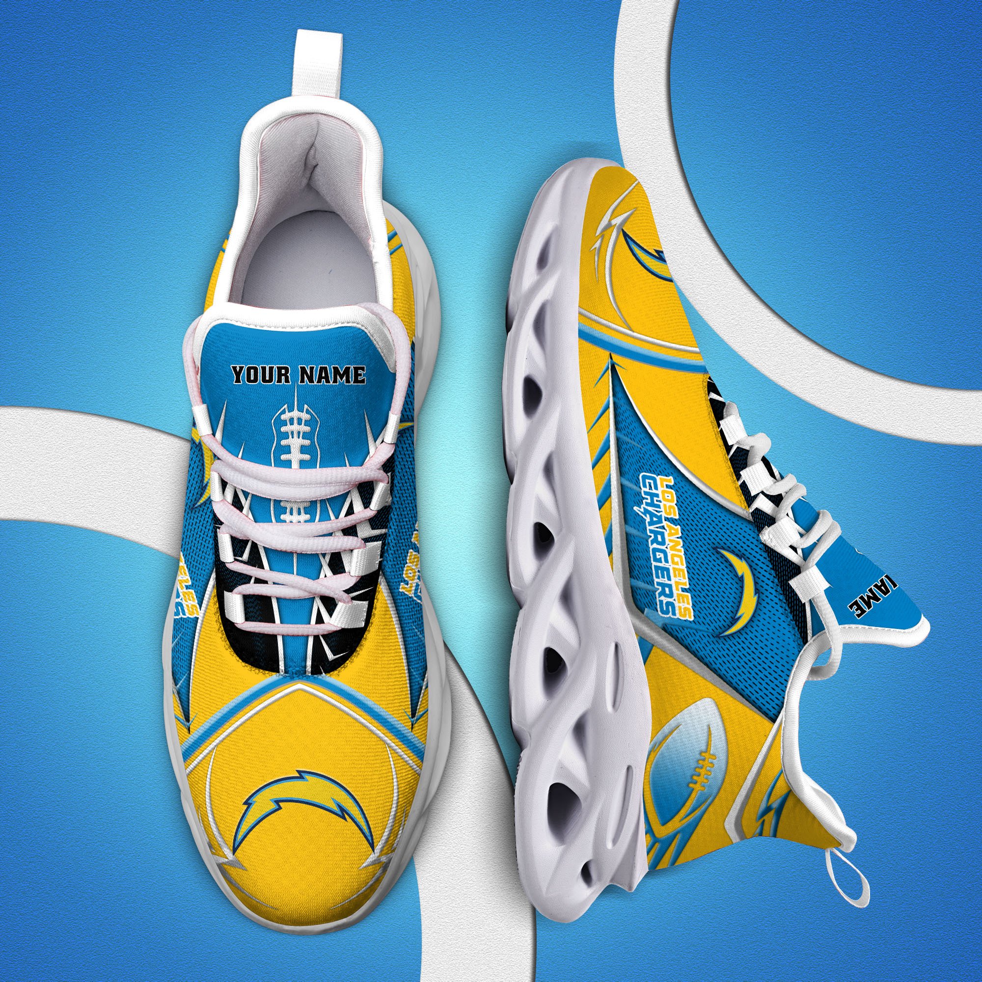 Los Angeles Chargers Sport White C Sneakers 2025 Version Personalized Your Name 528