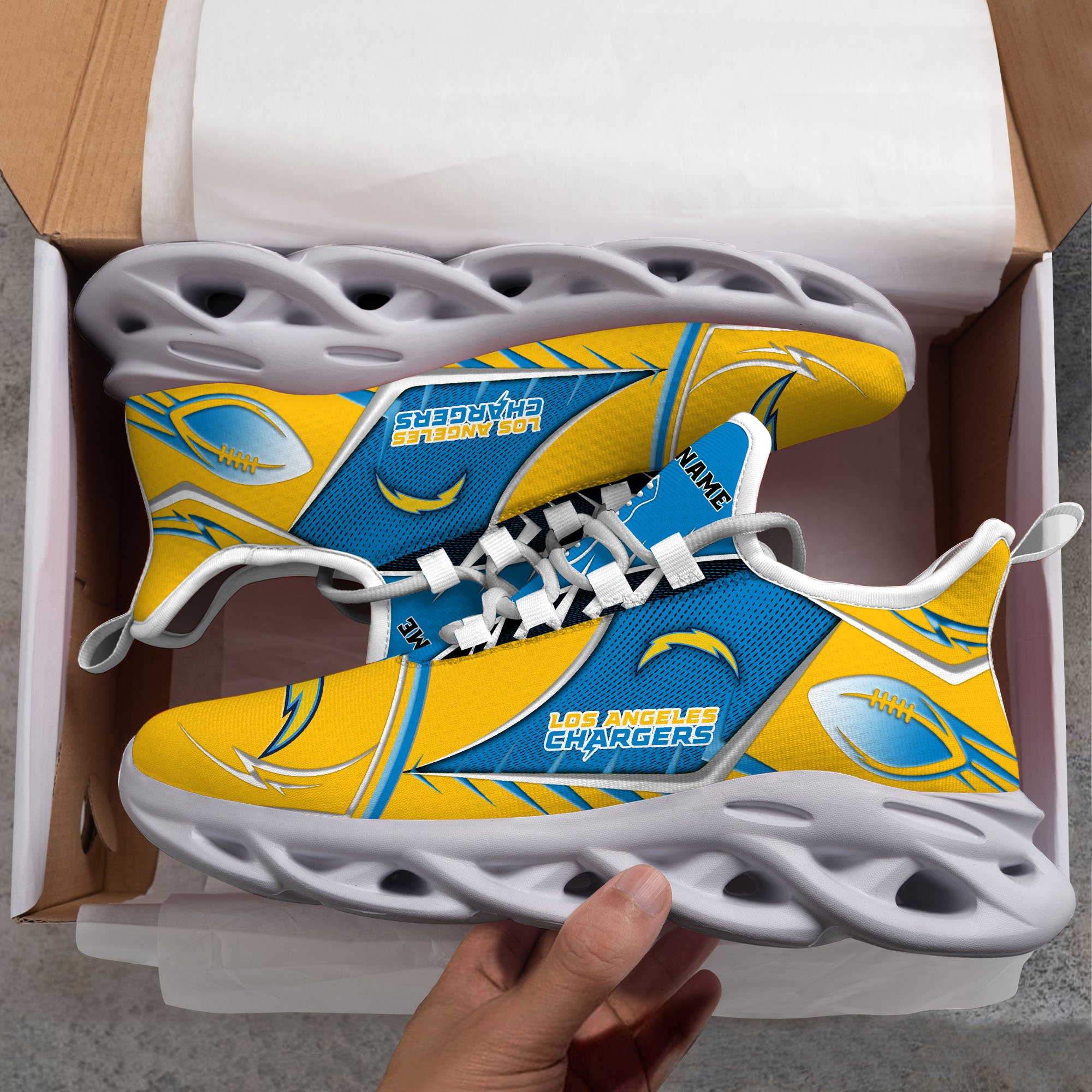 Los Angeles Chargers Sport White C Sneakers 2025 Version Personalized Your Name 528