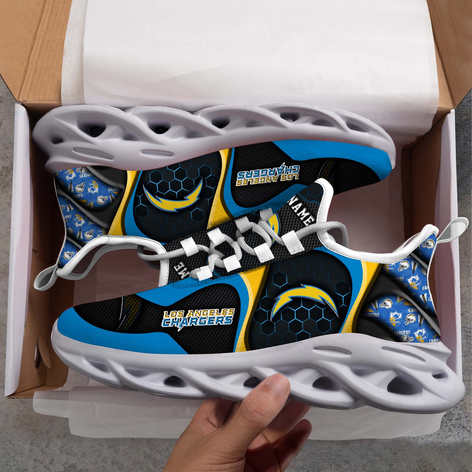 Los Angeles Chargers White C Sneakers 2025 Version Personalized Your Name 432