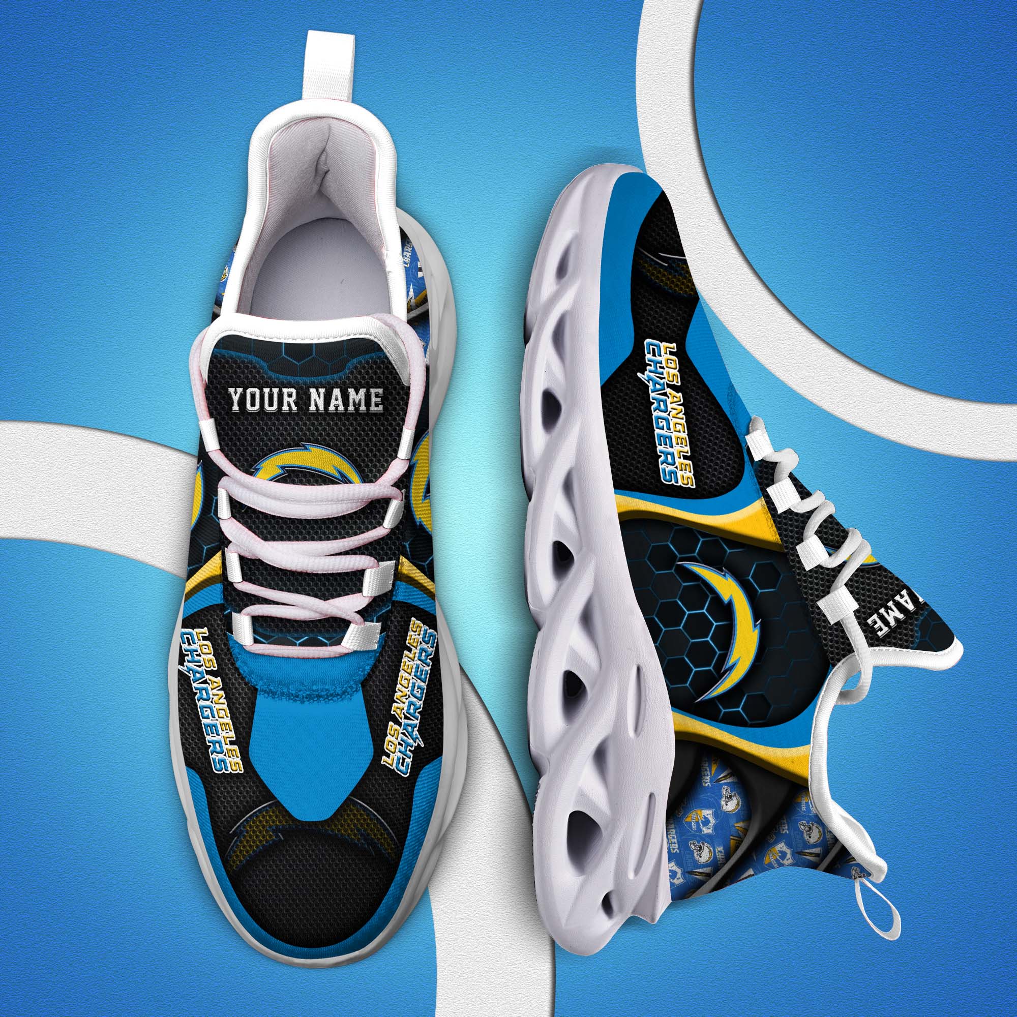 Los Angeles Chargers White C Sneakers 2025 Version Personalized Your Name 432