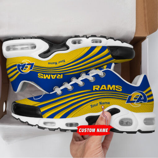 Los Angeles Rams Personalized Name Team Colors Wave Lines TN Air Max Shoes Air Cushion Sneakers