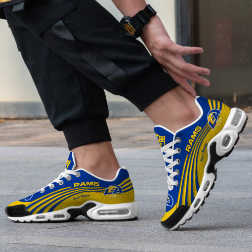 Los Angeles Rams Personalized Name Team Colors Wave Lines TN Air Max Shoes Air Cushion Sneakers