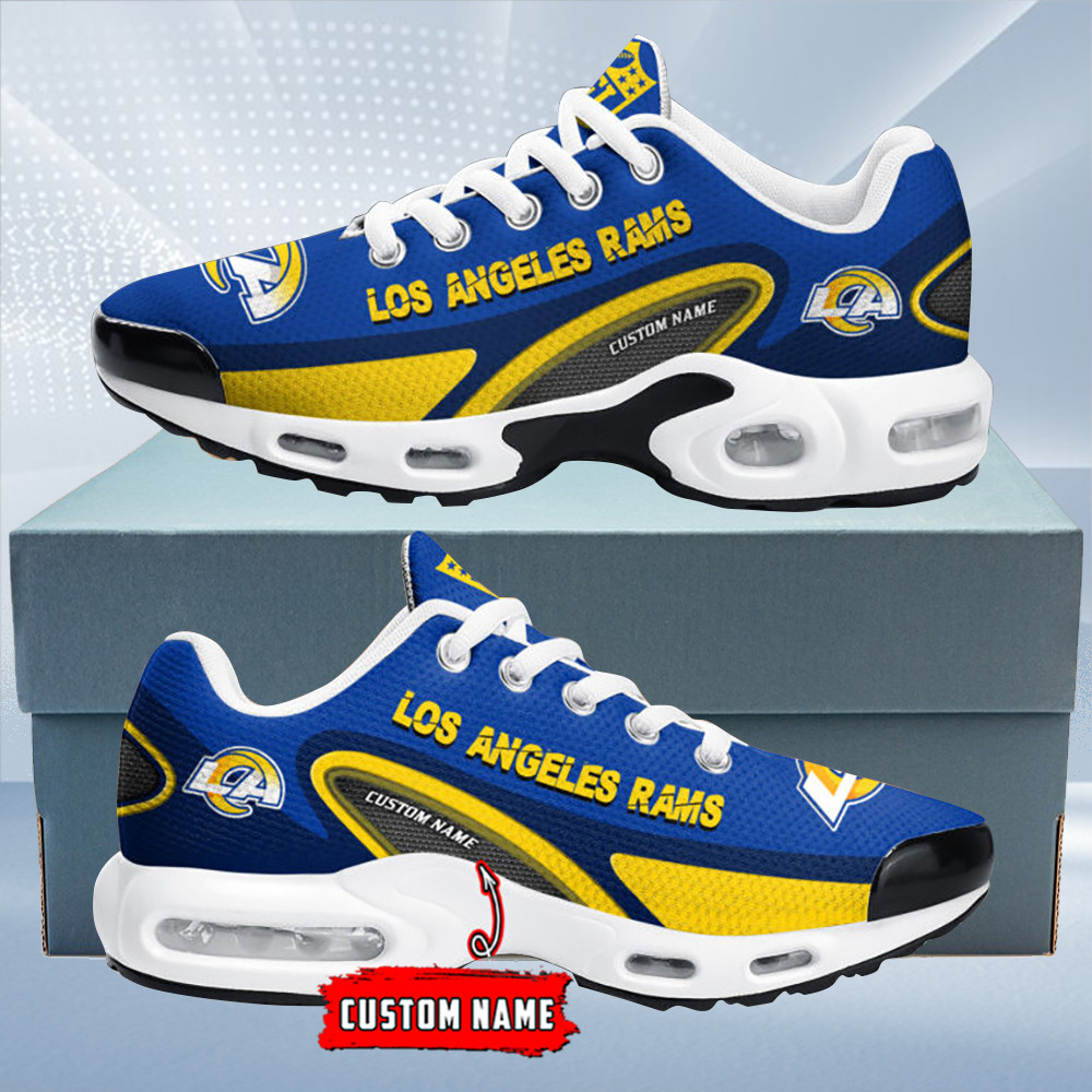 Los Angeles Rams Personalized Name Team Logo Mix Colors Oval Line TN Air Max Shoes Air Cushion Sneakers