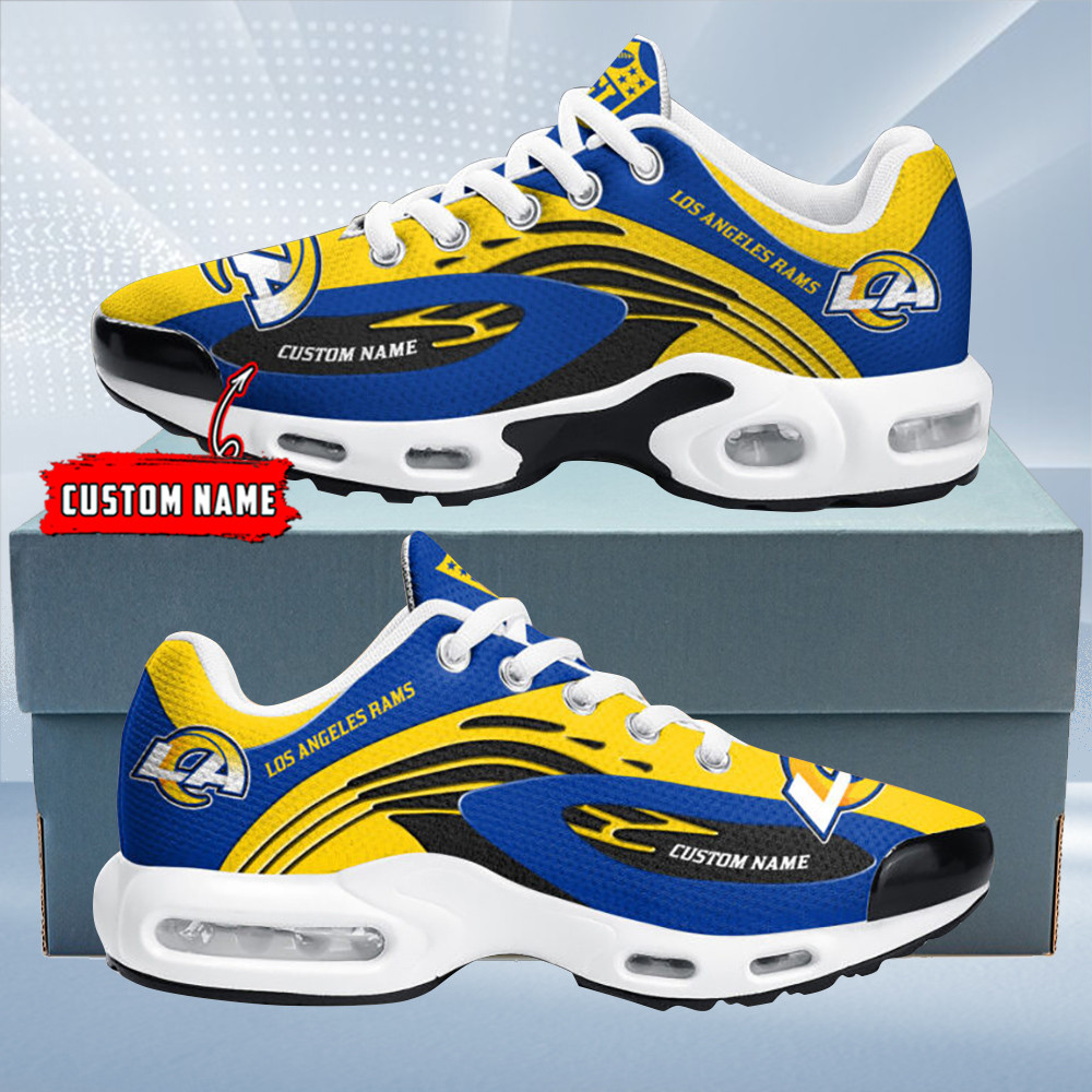 Los Angeles Rams Personalized Name Team Logo Mix Colors Wave Line TN Air Max Shoes Air Cushion Sneakers