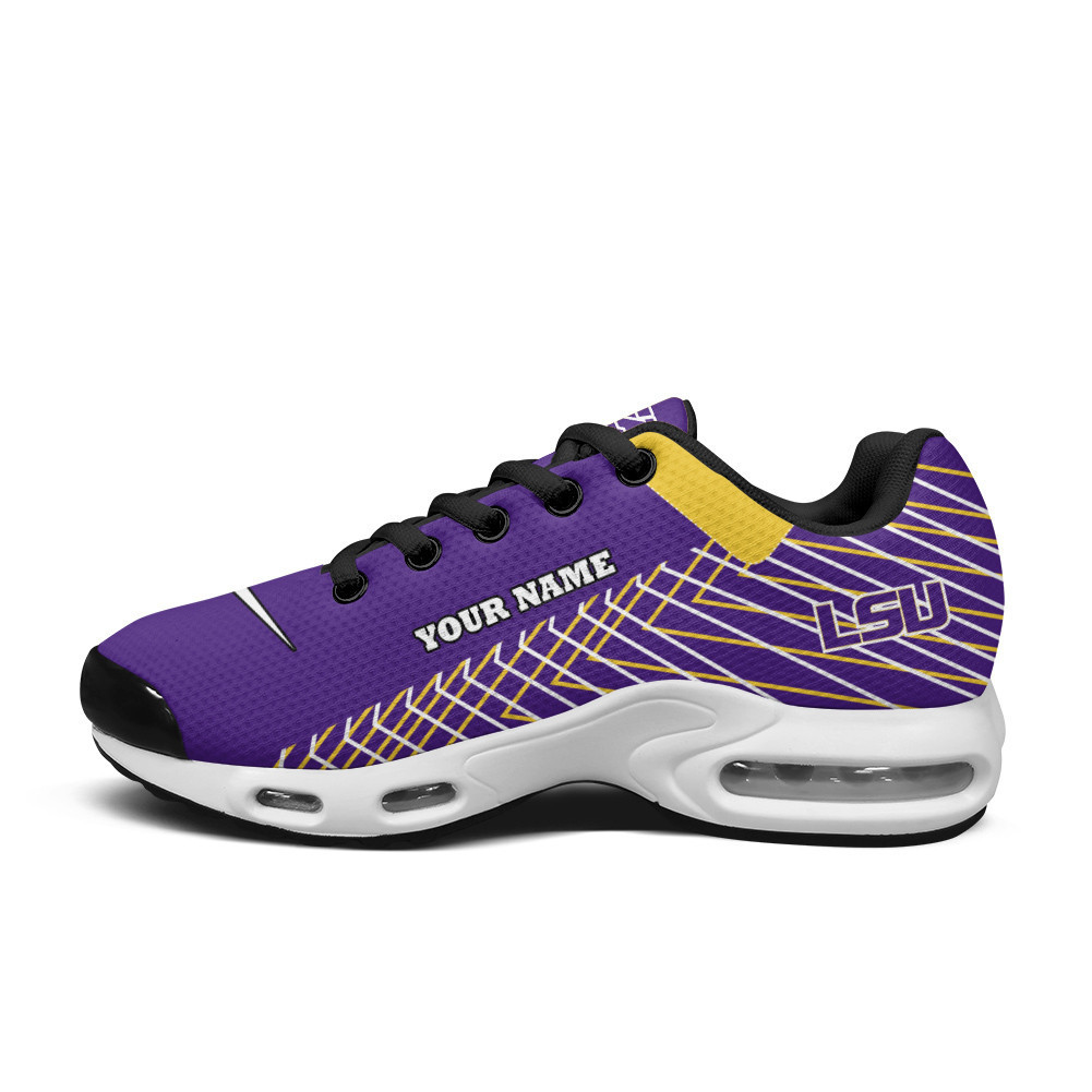 LSU Personalized Name Team Colors Jagged Lines TN Shoes Air Cushion Sneakers