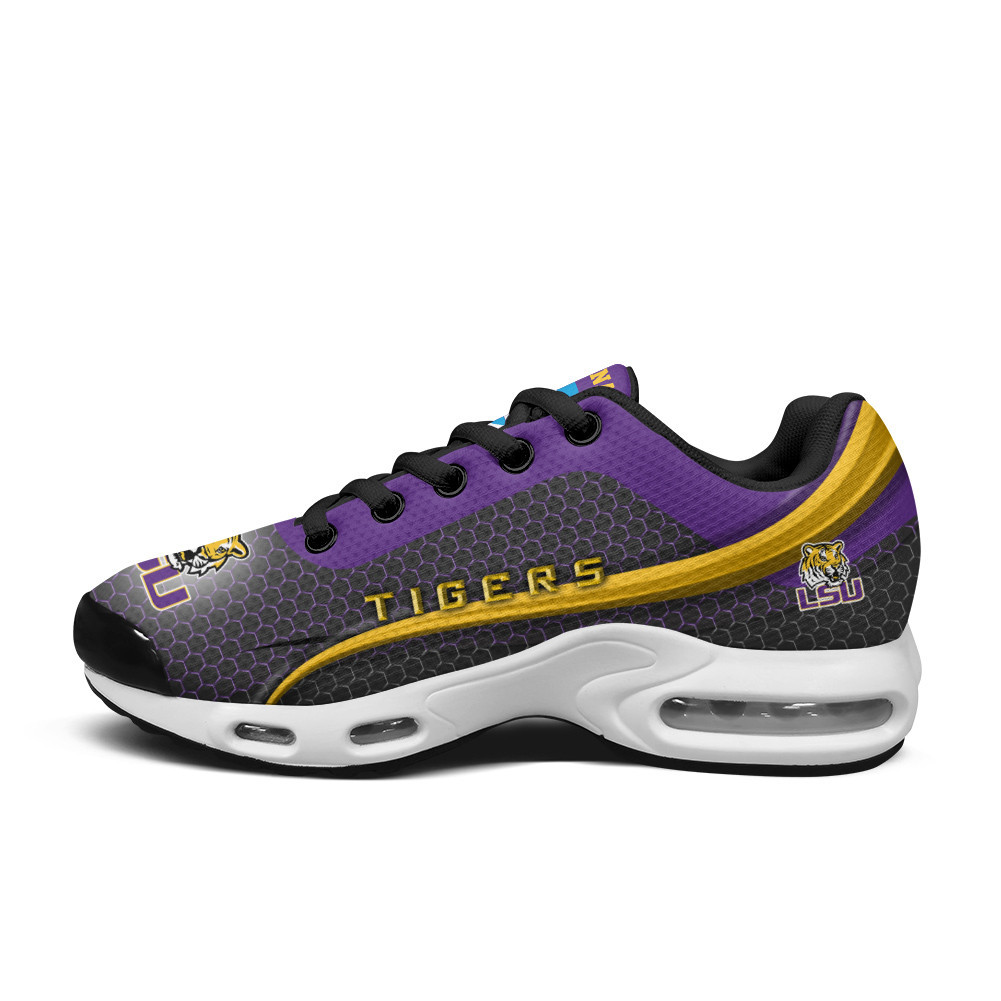 LSU Personalized Name Team Colors Wave Line Beehive Pattern TN Air Max Shoes Air Cushion Sneakers