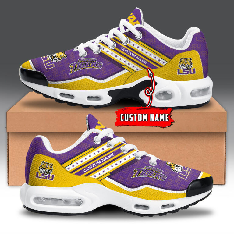LSU Tigers Personalized Name Team Logo Mix Colors Star Line TN Shoes Air Cushion Sneakers